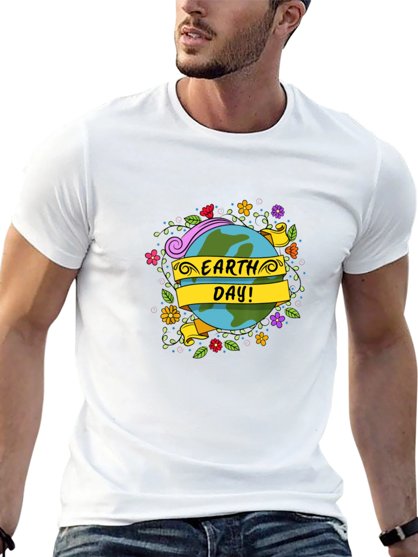 Earth Day T-Shirt - Floral Globe Design