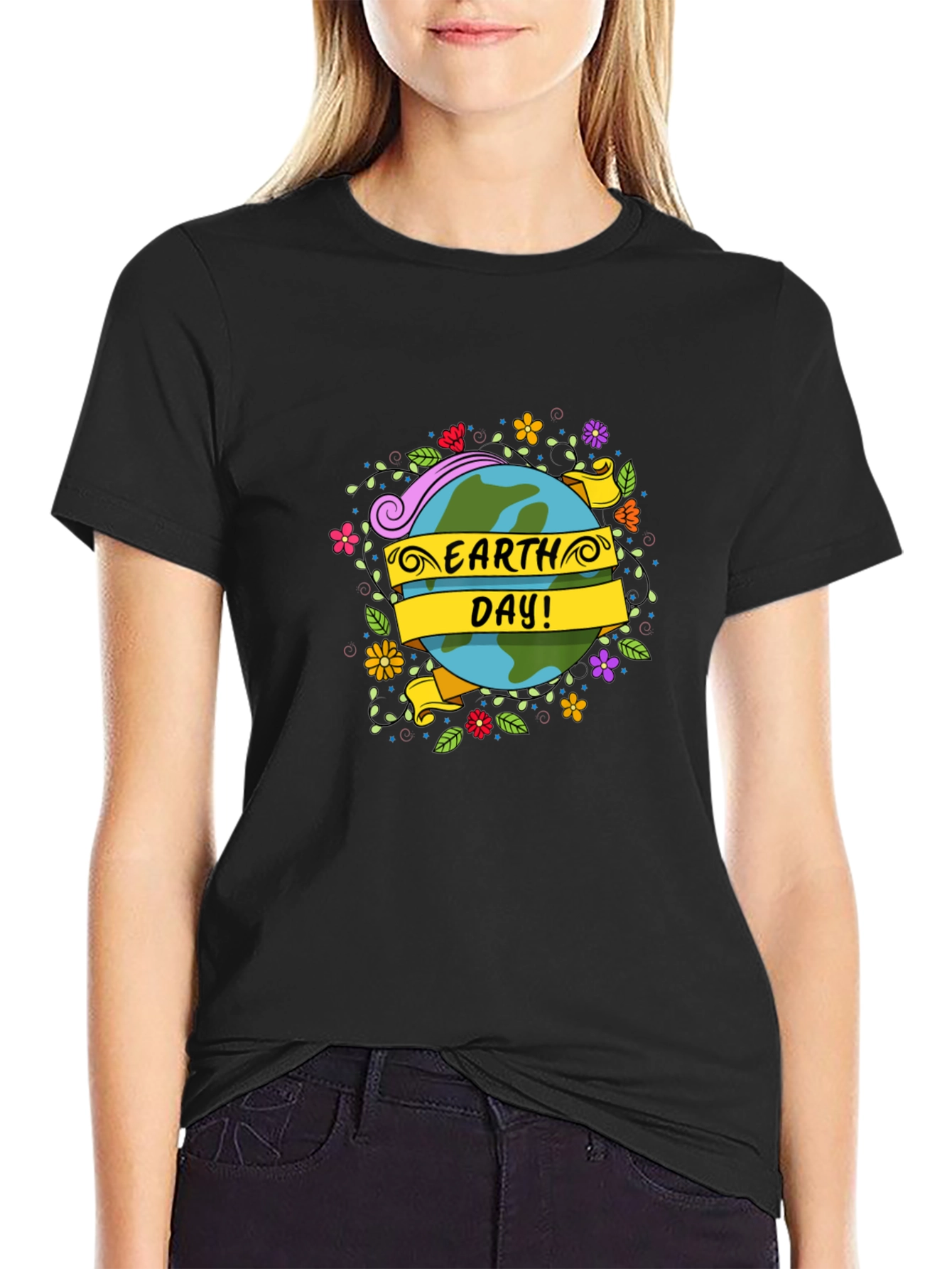 Earth Day T-Shirt - Floral Globe Design
