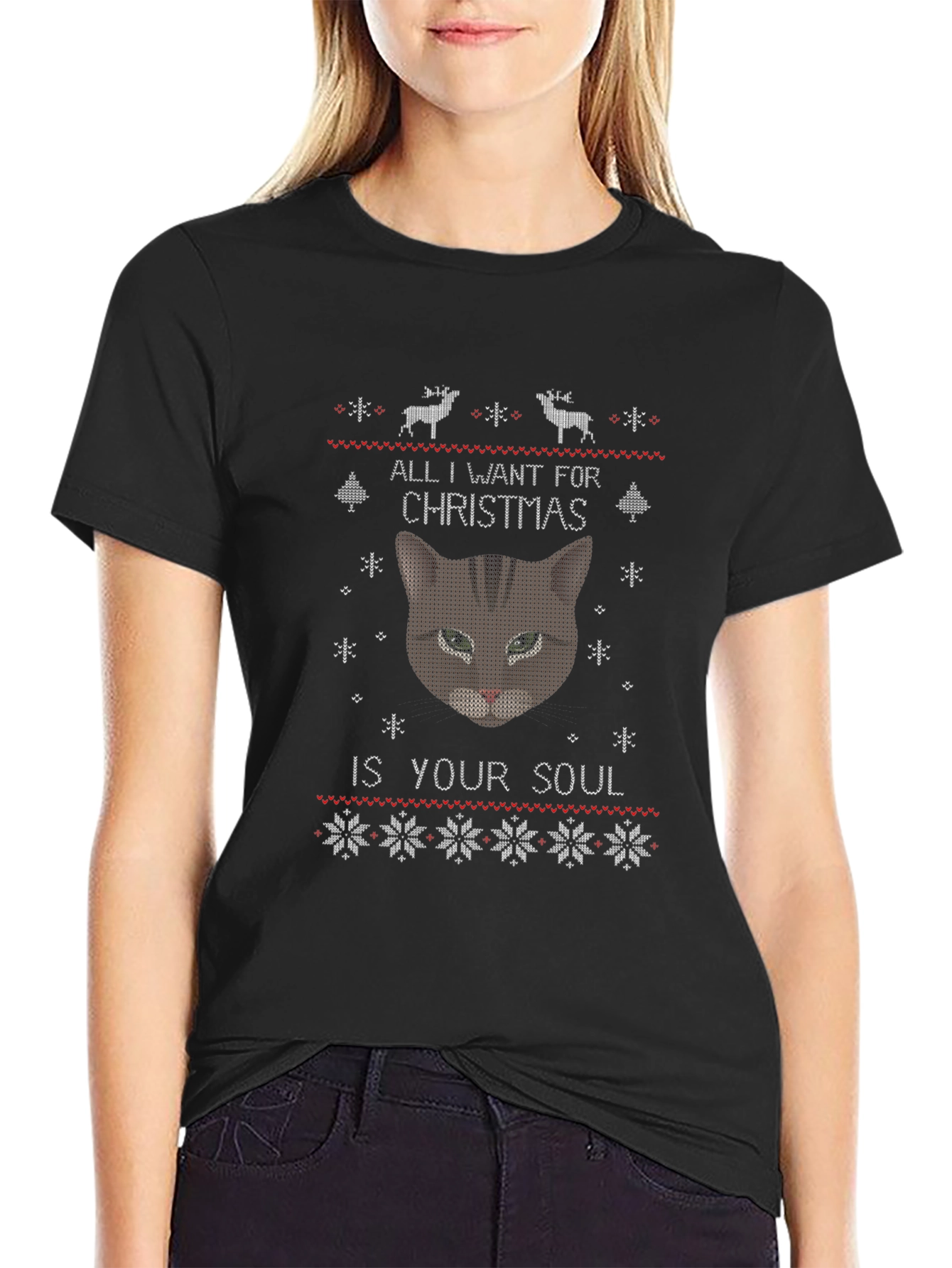 All I Want for Christmas Cat T-Shirt
