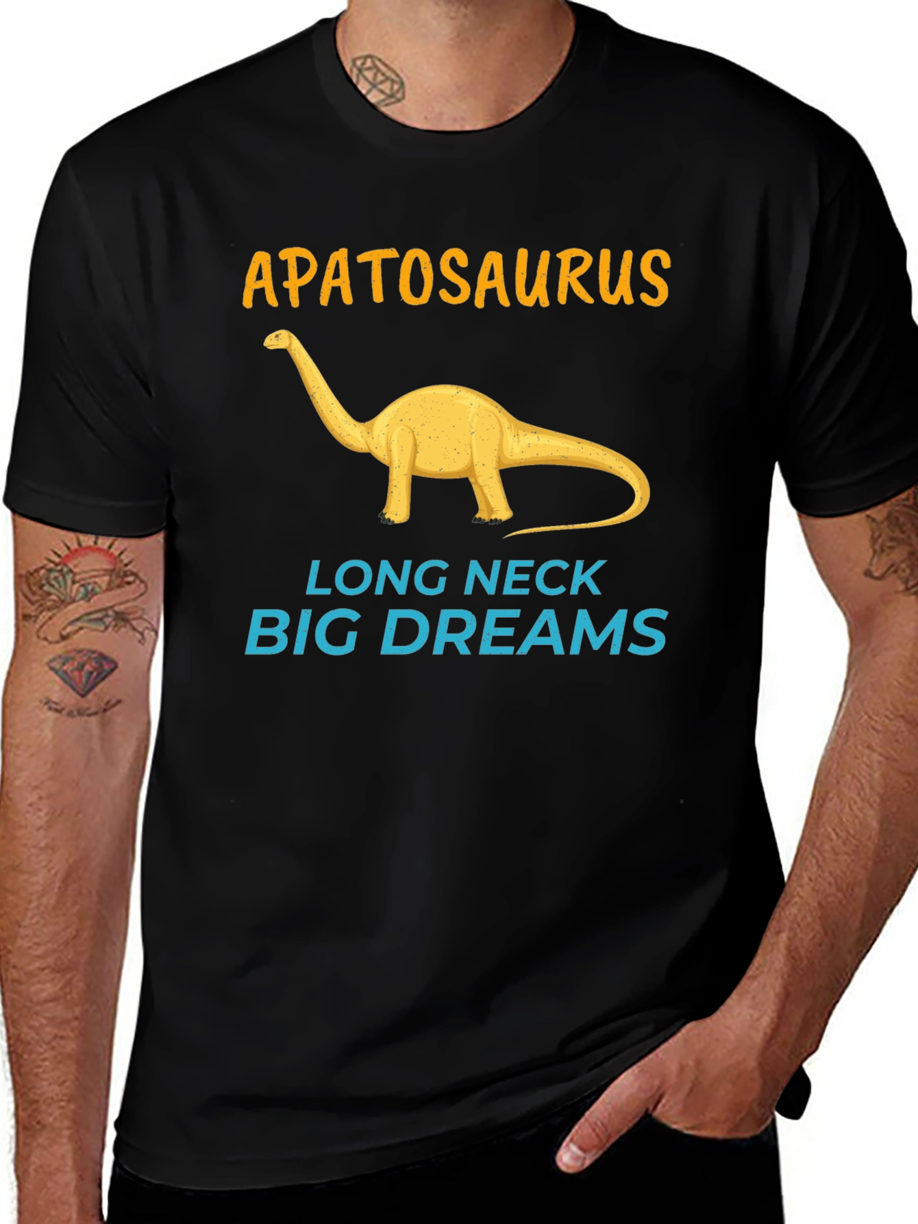 Apatosaurus Long Neck Big Dreams Black T-Shirt