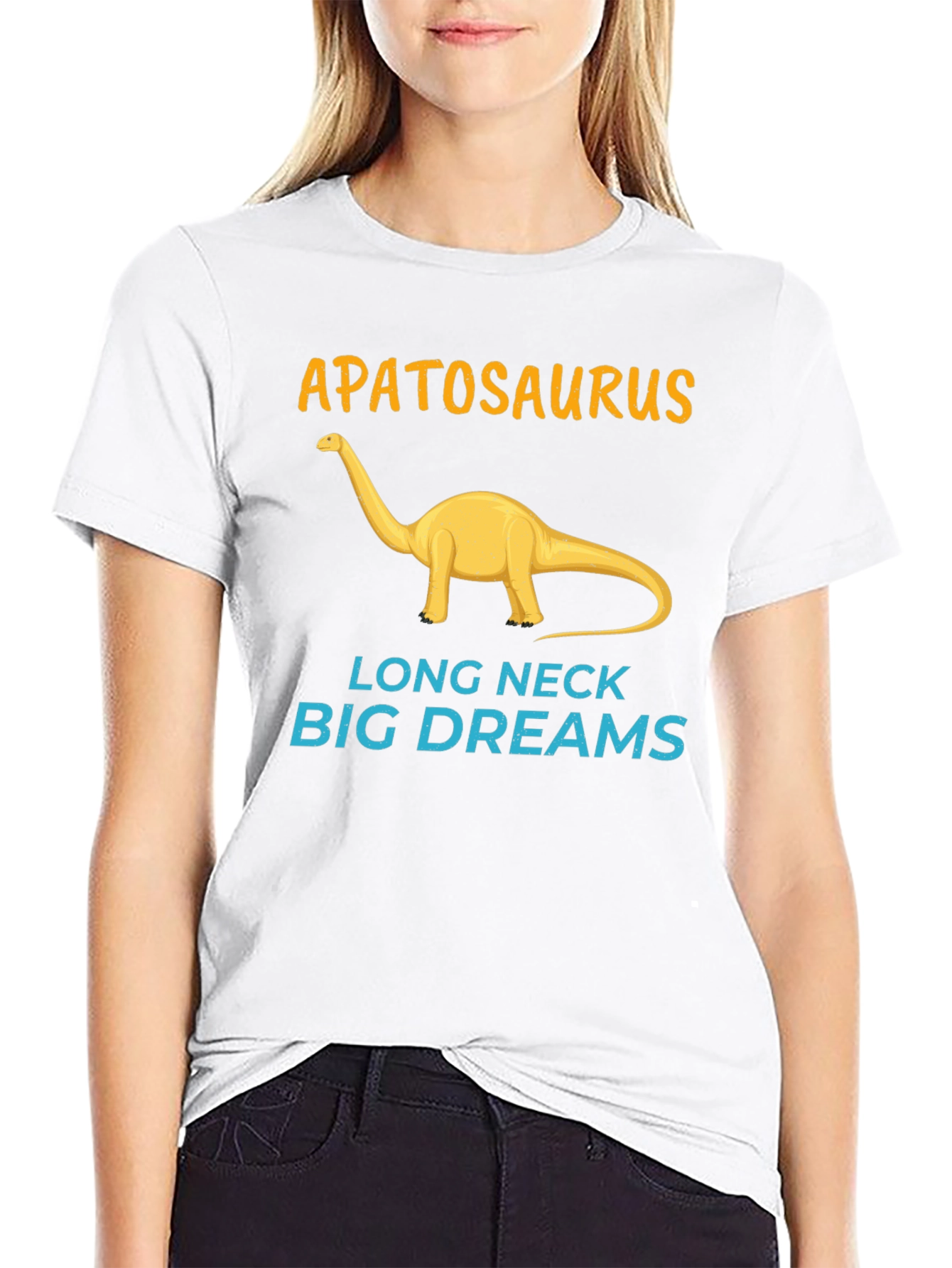 Apatosaurus Long Neck Big Dreams Black T-Shirt