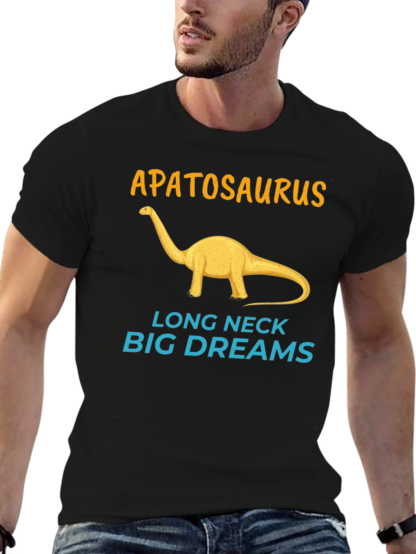 Apatosaurus Long Neck Big Dreams Black T-Shirt