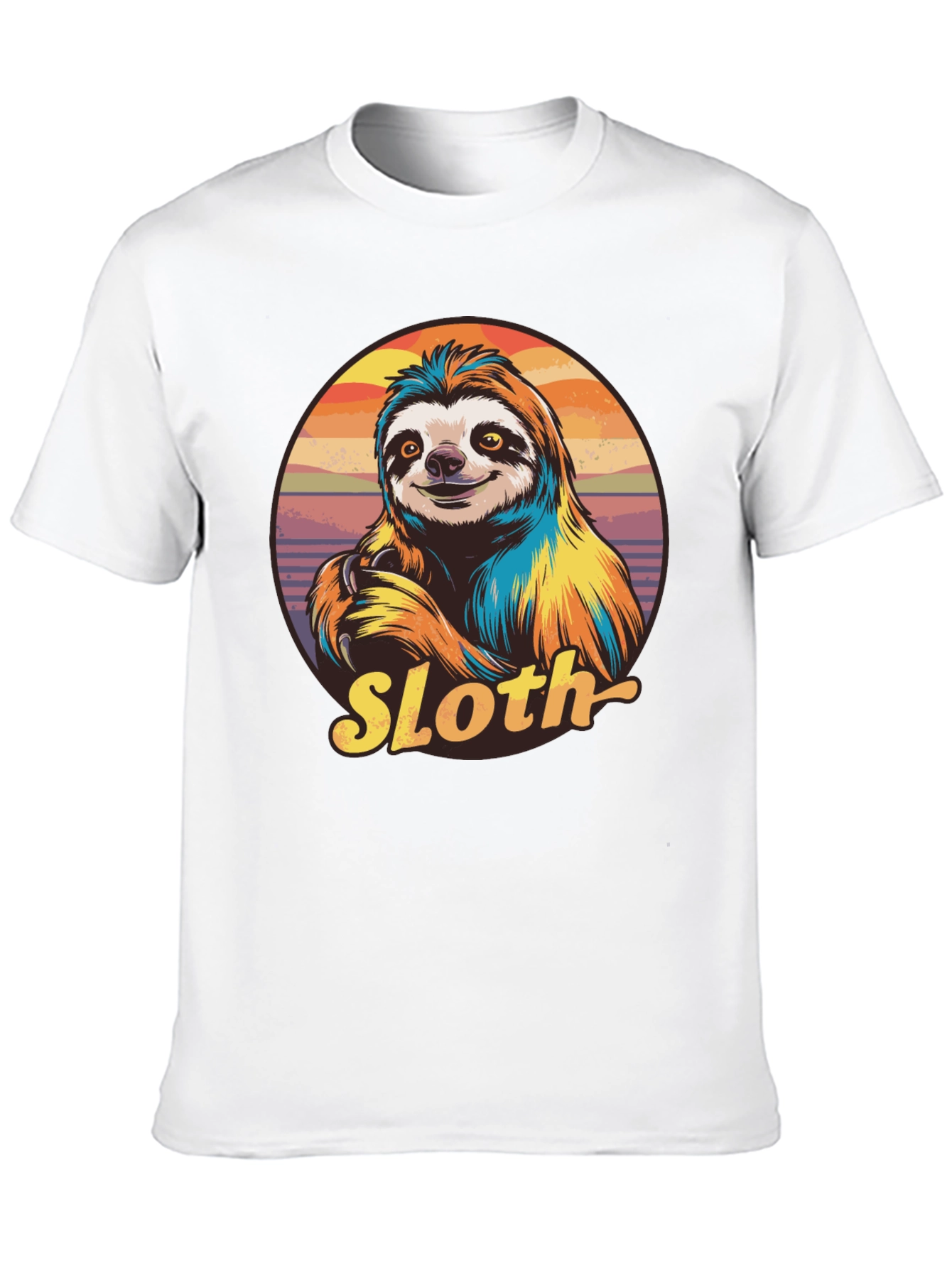 Retro Sloth Graphic T-Shirt - Black