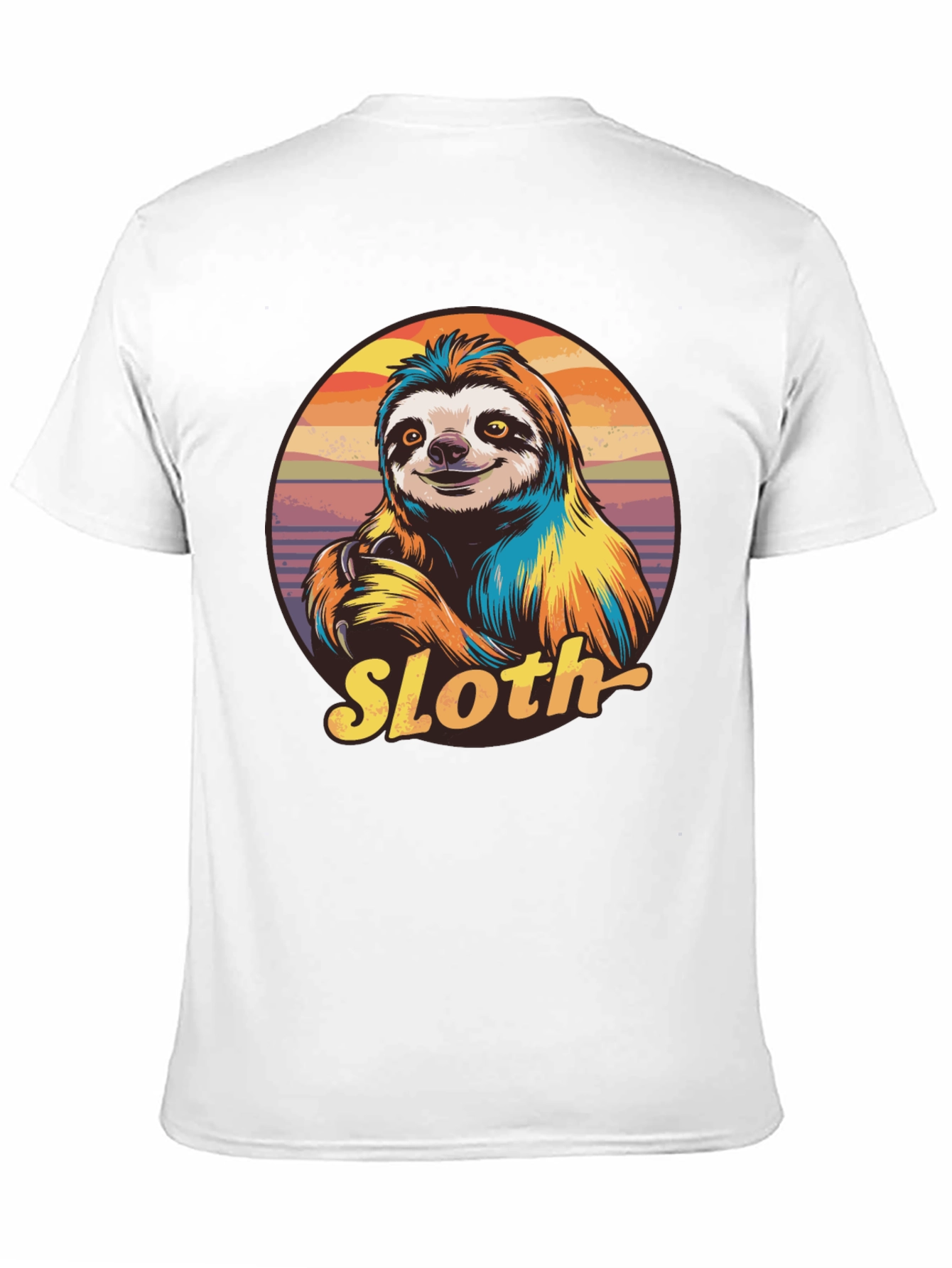 Retro Sloth Graphic T-Shirt - Black
