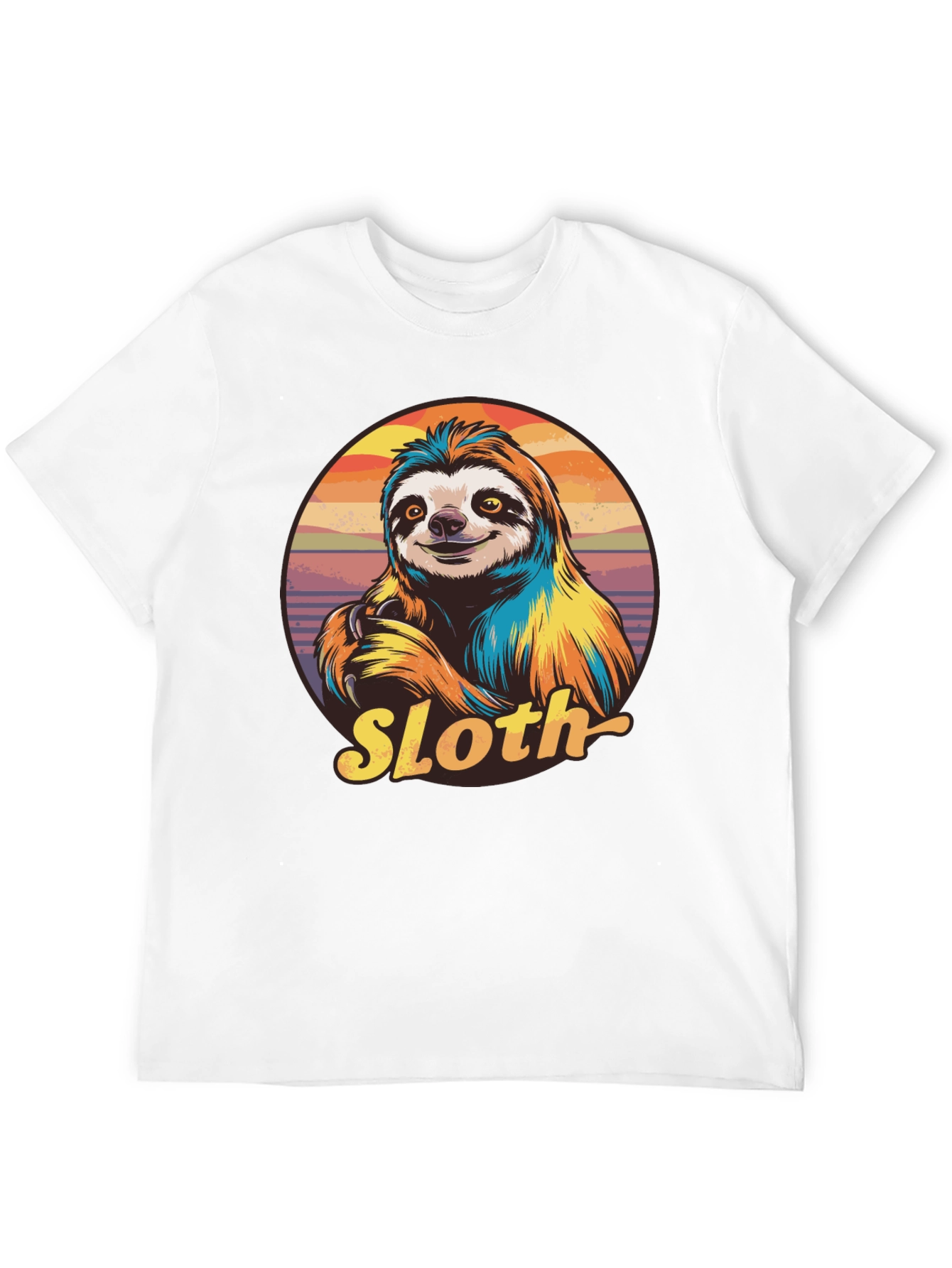 Retro Sloth Graphic T-Shirt - Black