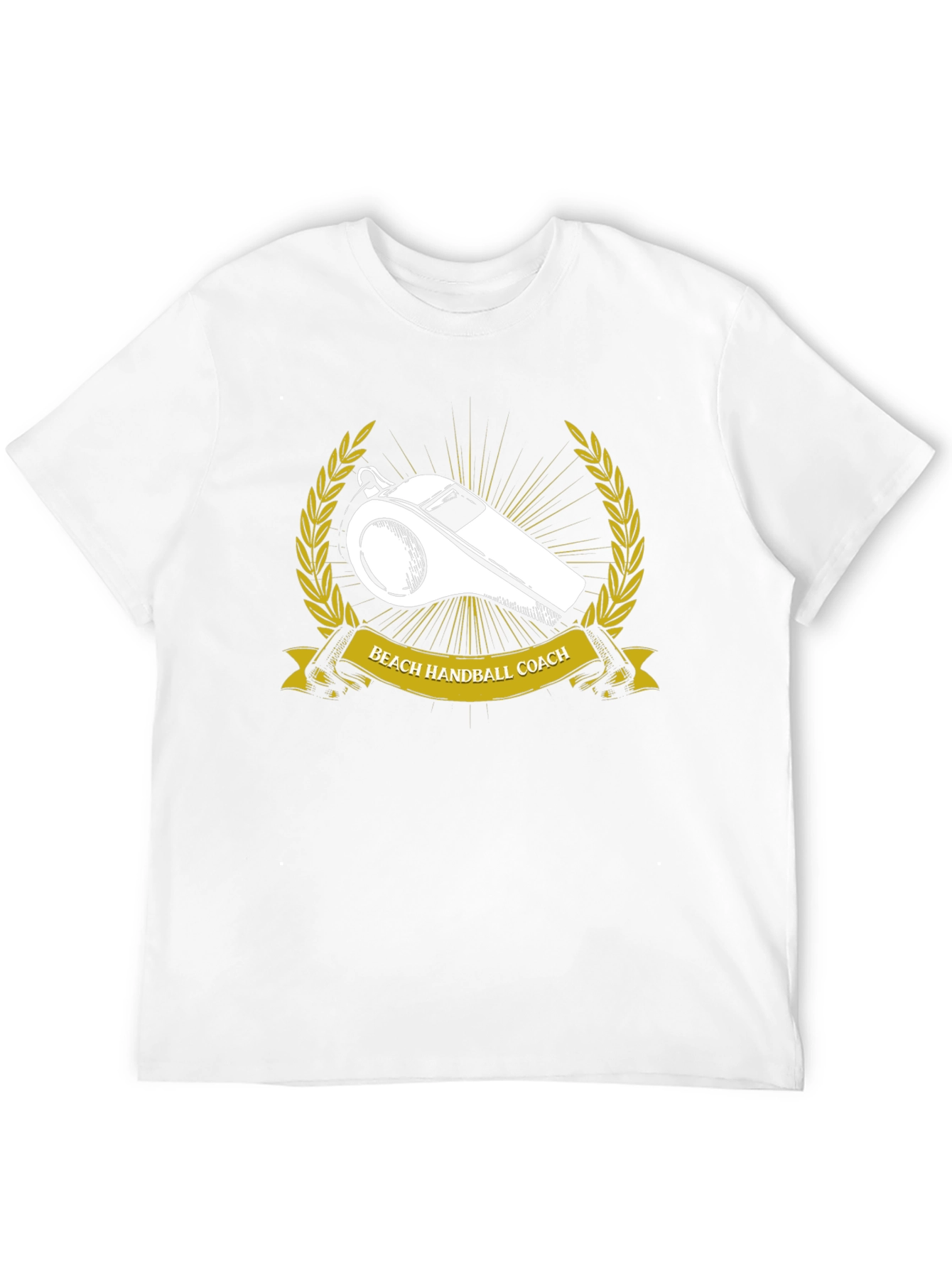 Beach Handball Coach T-Shirt: Whistle & Laurel Design