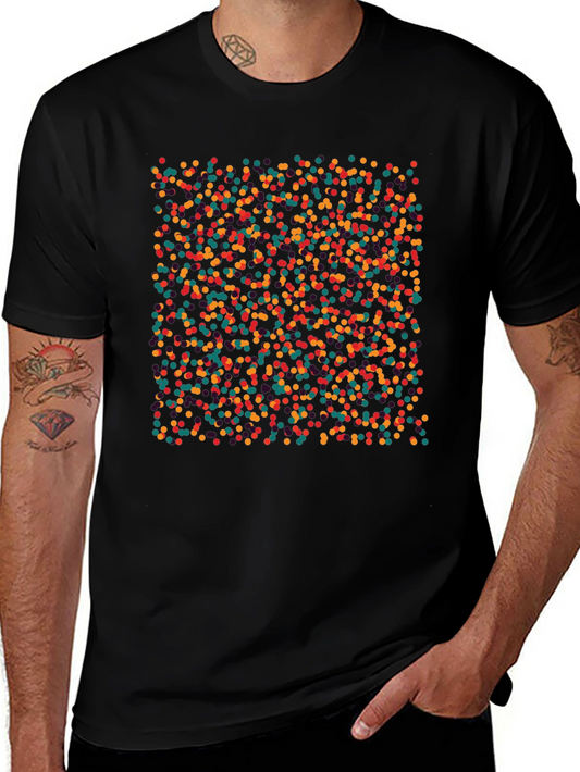 Colorful Dots Graphic Black T-Shirt