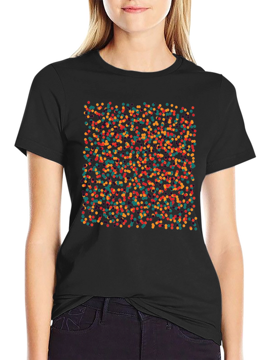 Colorful Dots Graphic Black T-Shirt