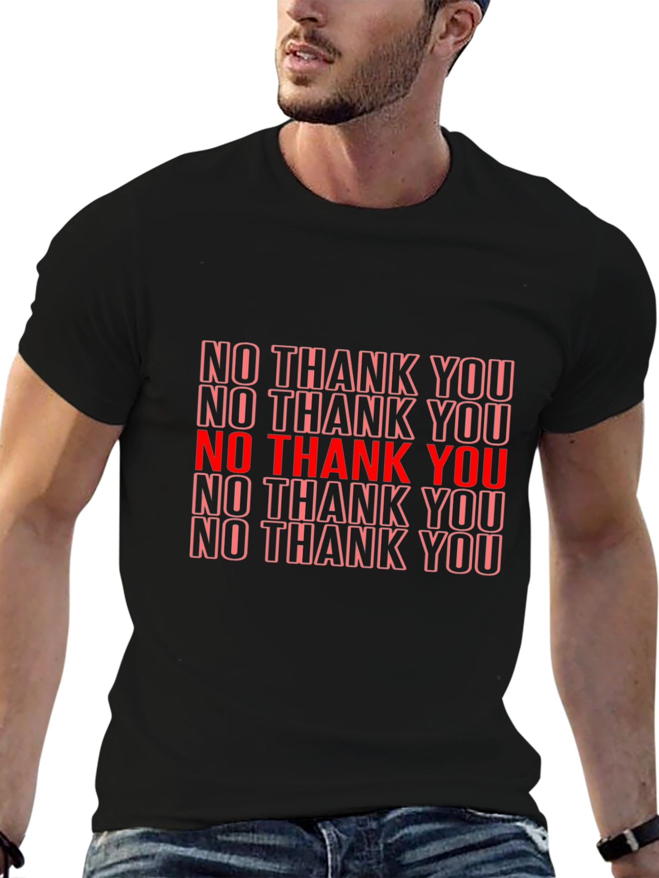 No Thank You Graphic Black T-Shirt