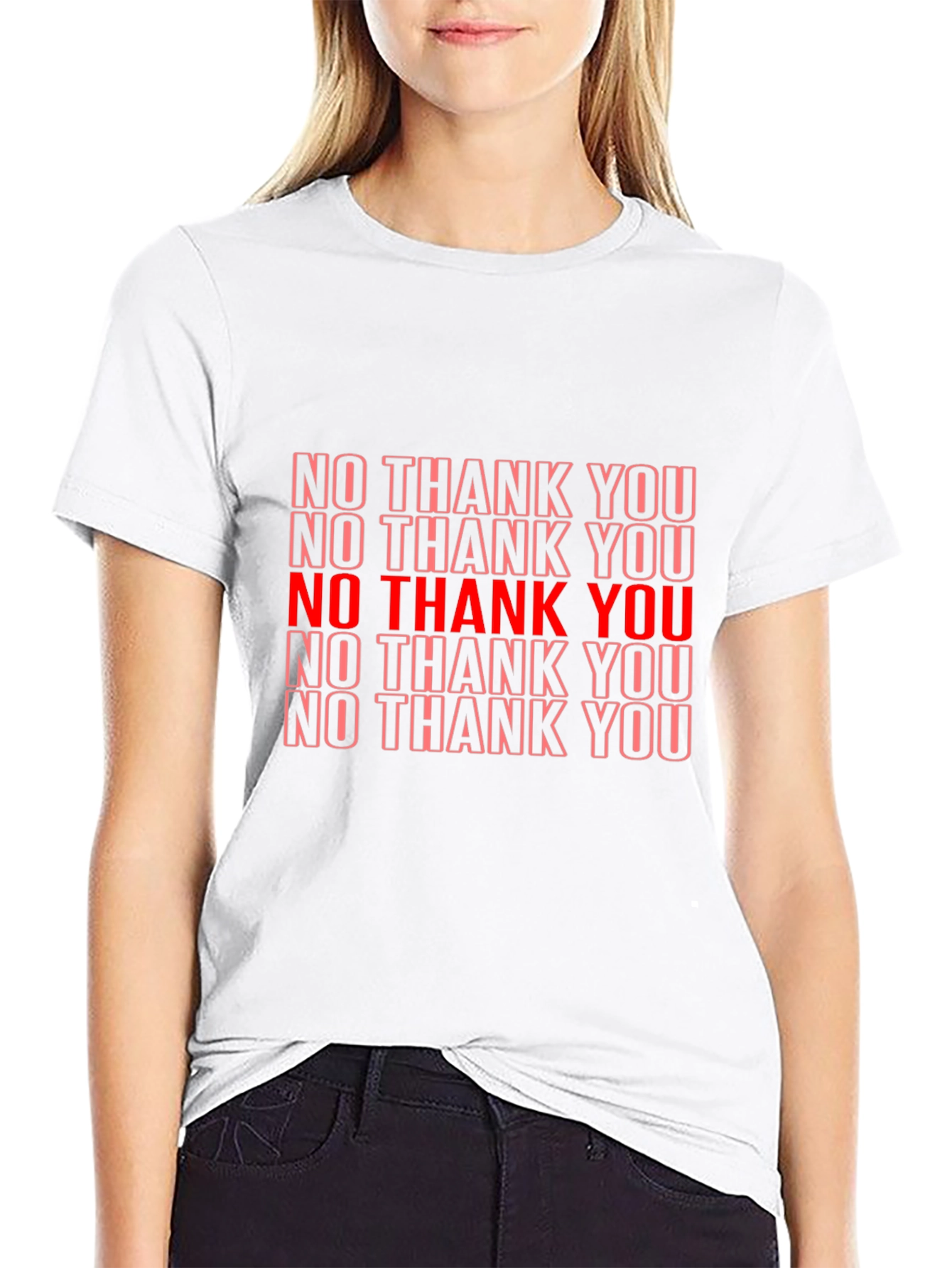 No Thank You Graphic Black T-Shirt