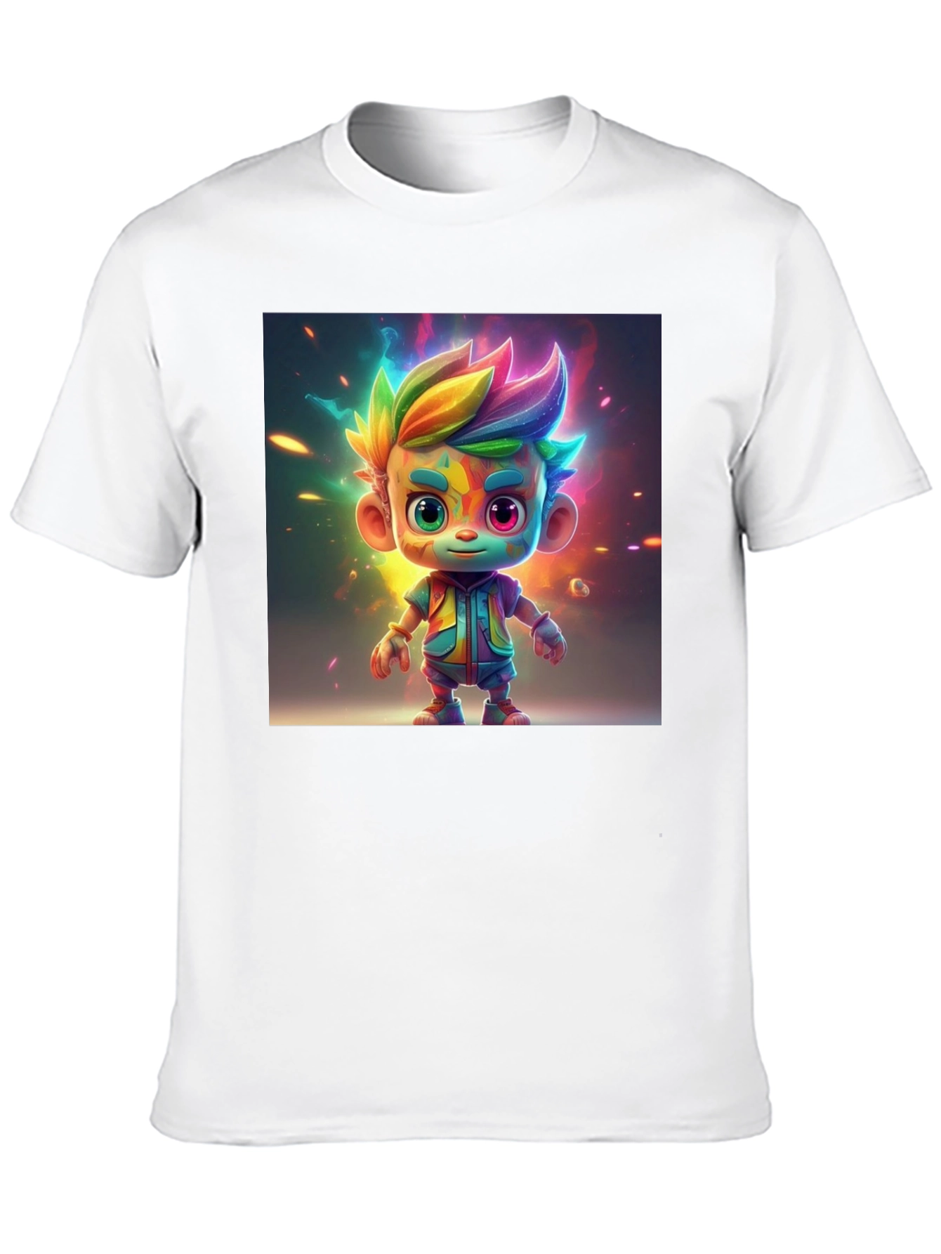 Rainbow Cartoon Character Graphic Tee - Black