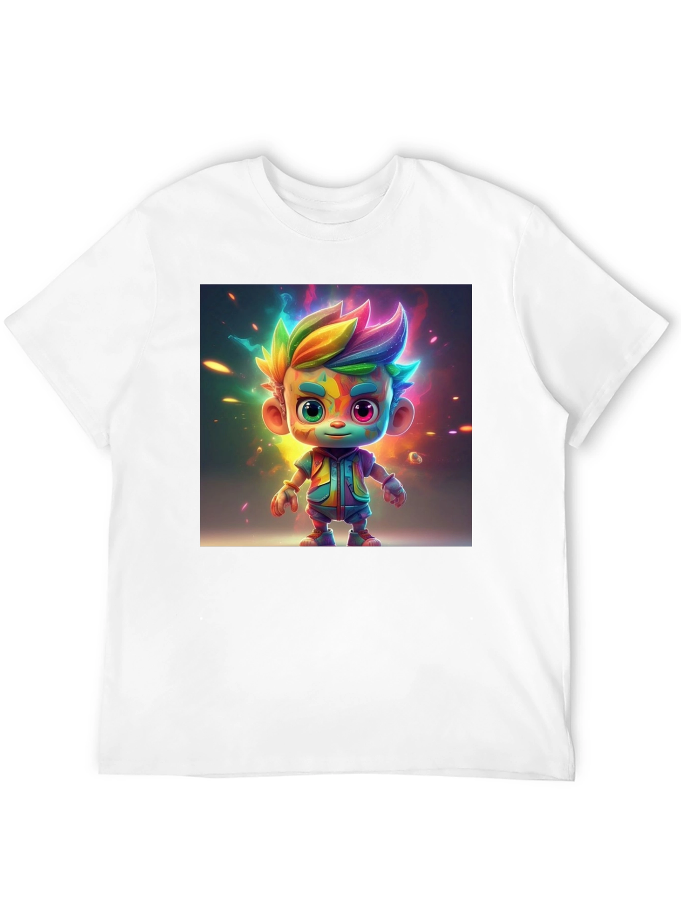 Rainbow Cartoon Character Graphic Tee - Black