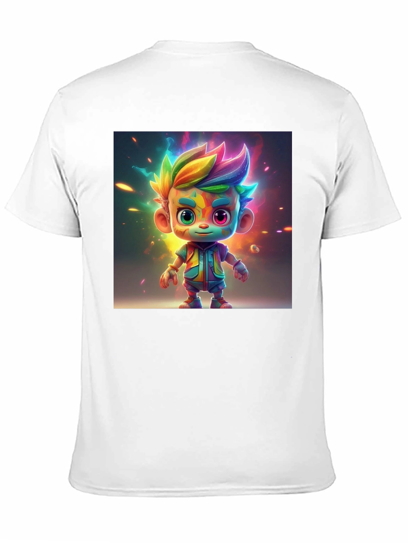 Rainbow Cartoon Character Graphic Tee - Black