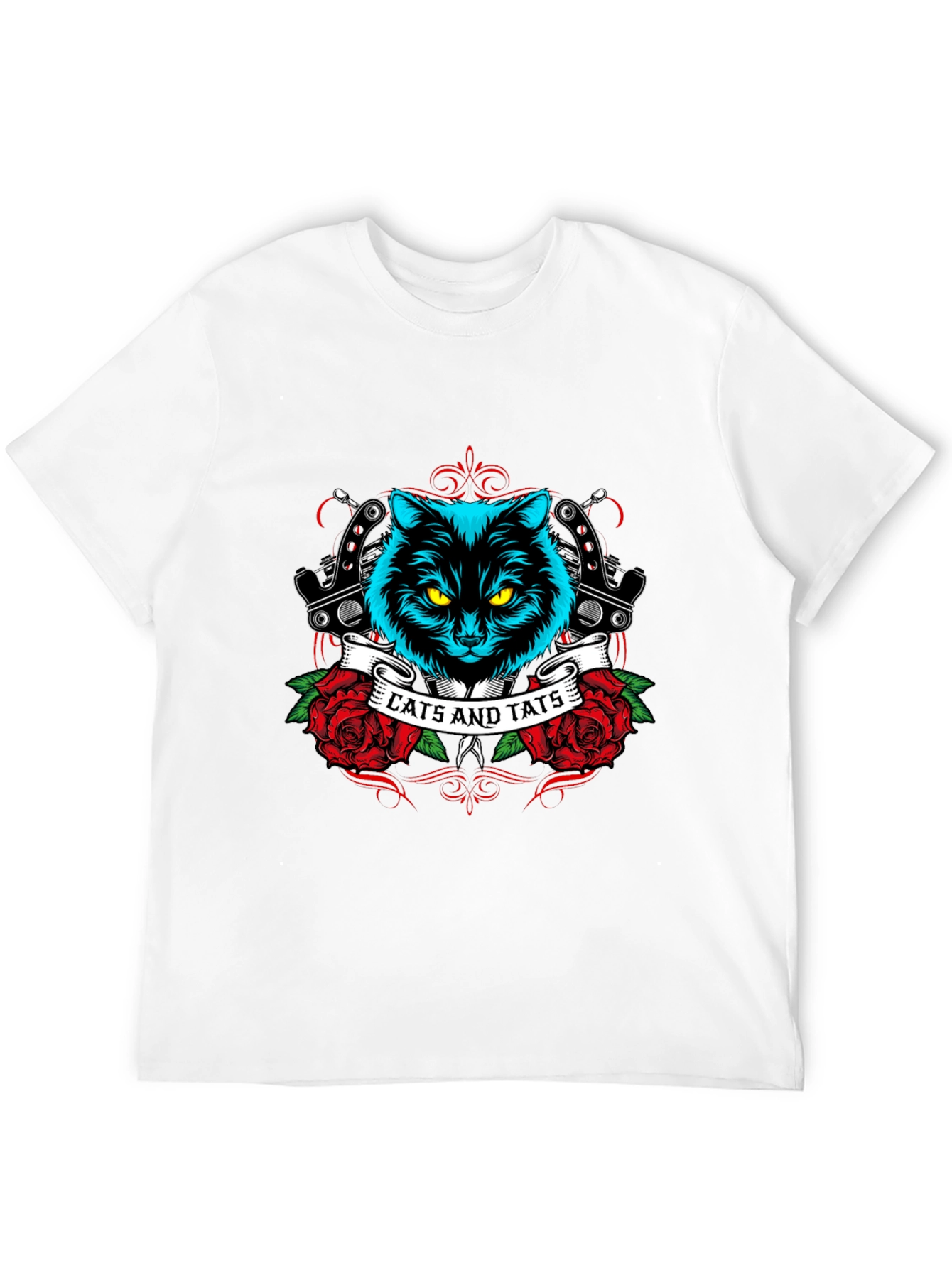 Cats and Tats Black Graphic T-Shirt