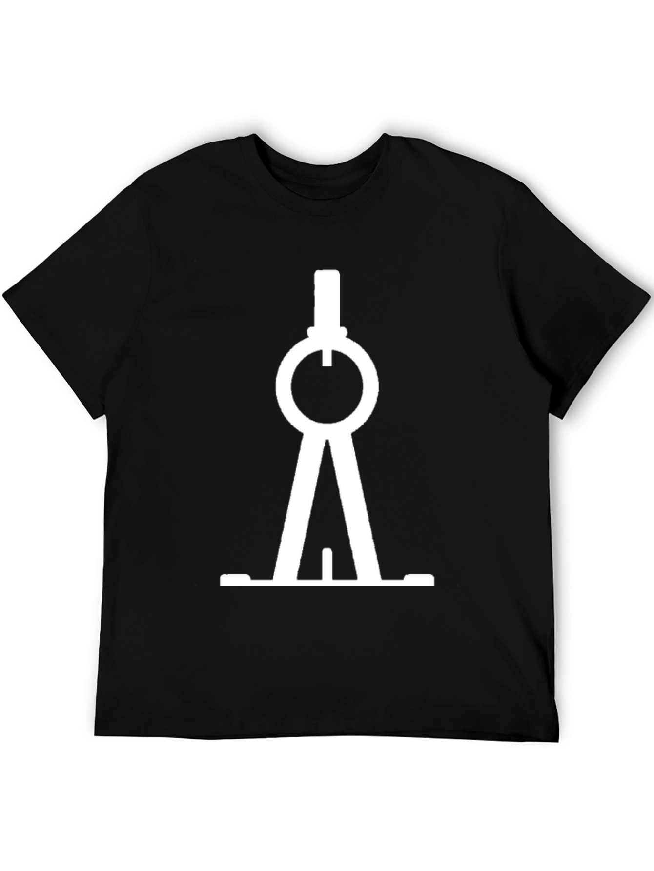 Modern White Compass Graphic Print Black T-Shirt