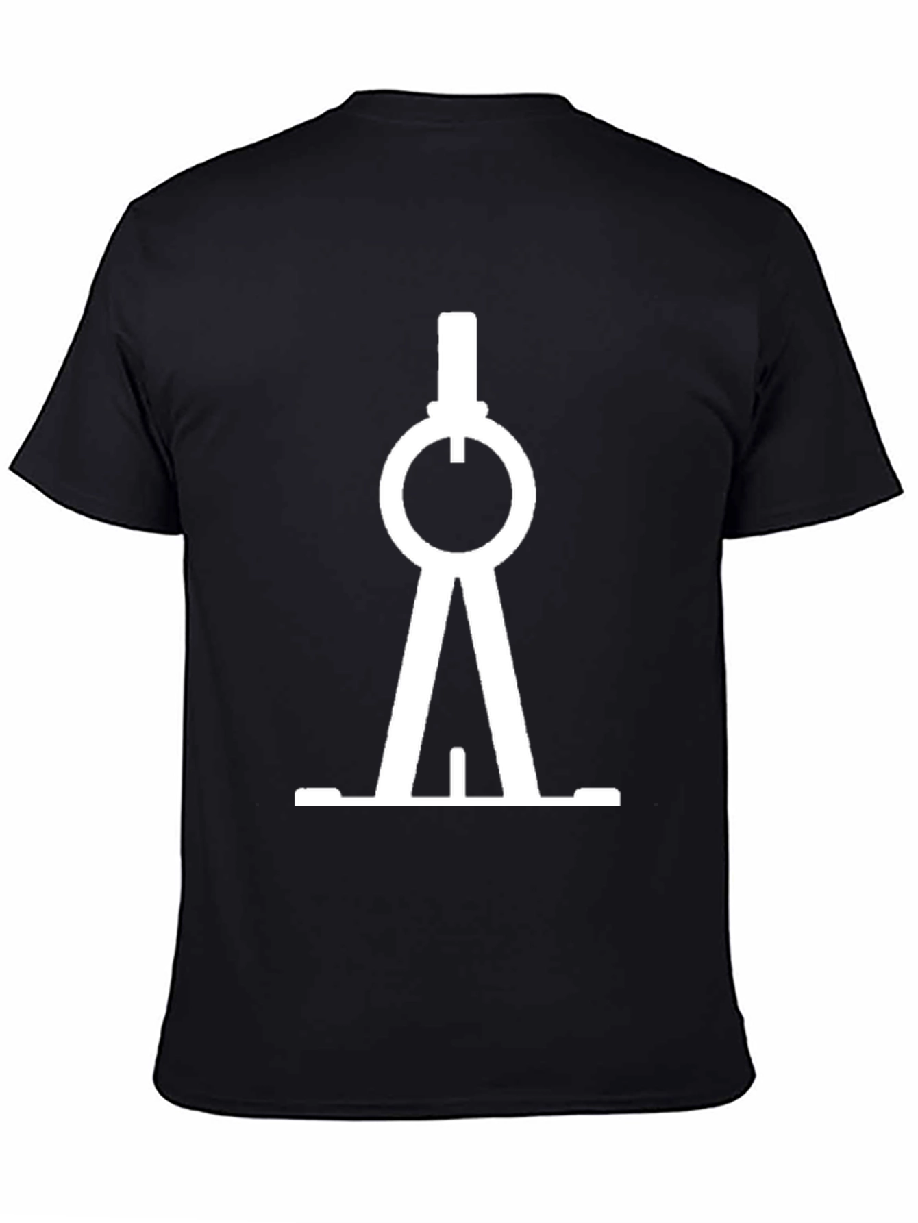 Modern White Compass Graphic Print Black T-Shirt