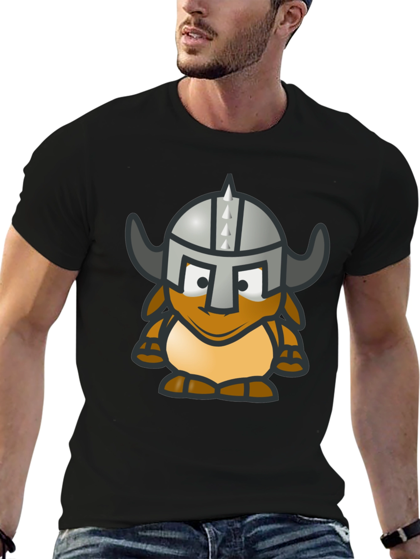 Viking Gnome Graphic T-Shirt - Black Cotton Blend