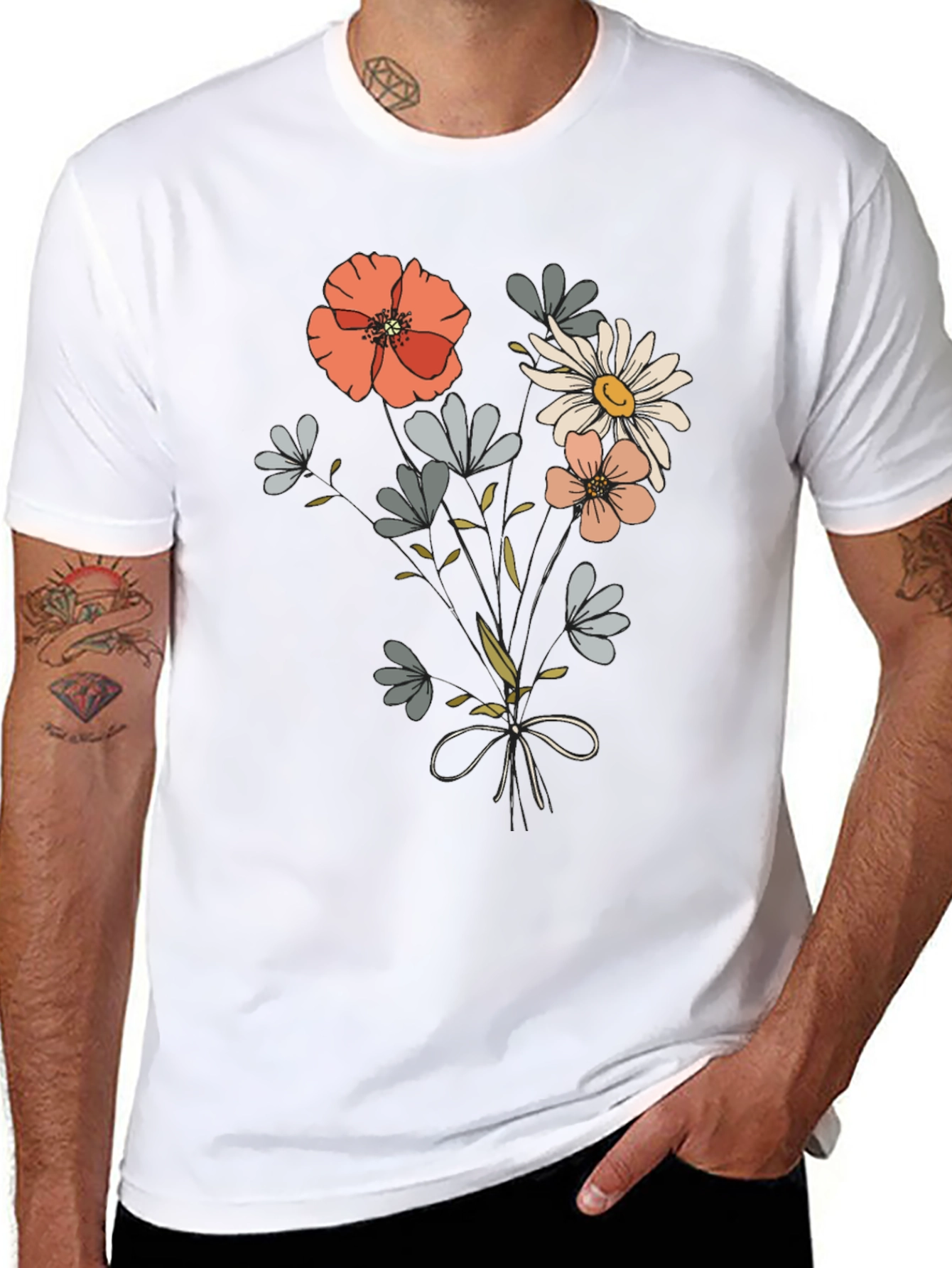 Floral Bouquet Graphic Tee - Casual Comfort