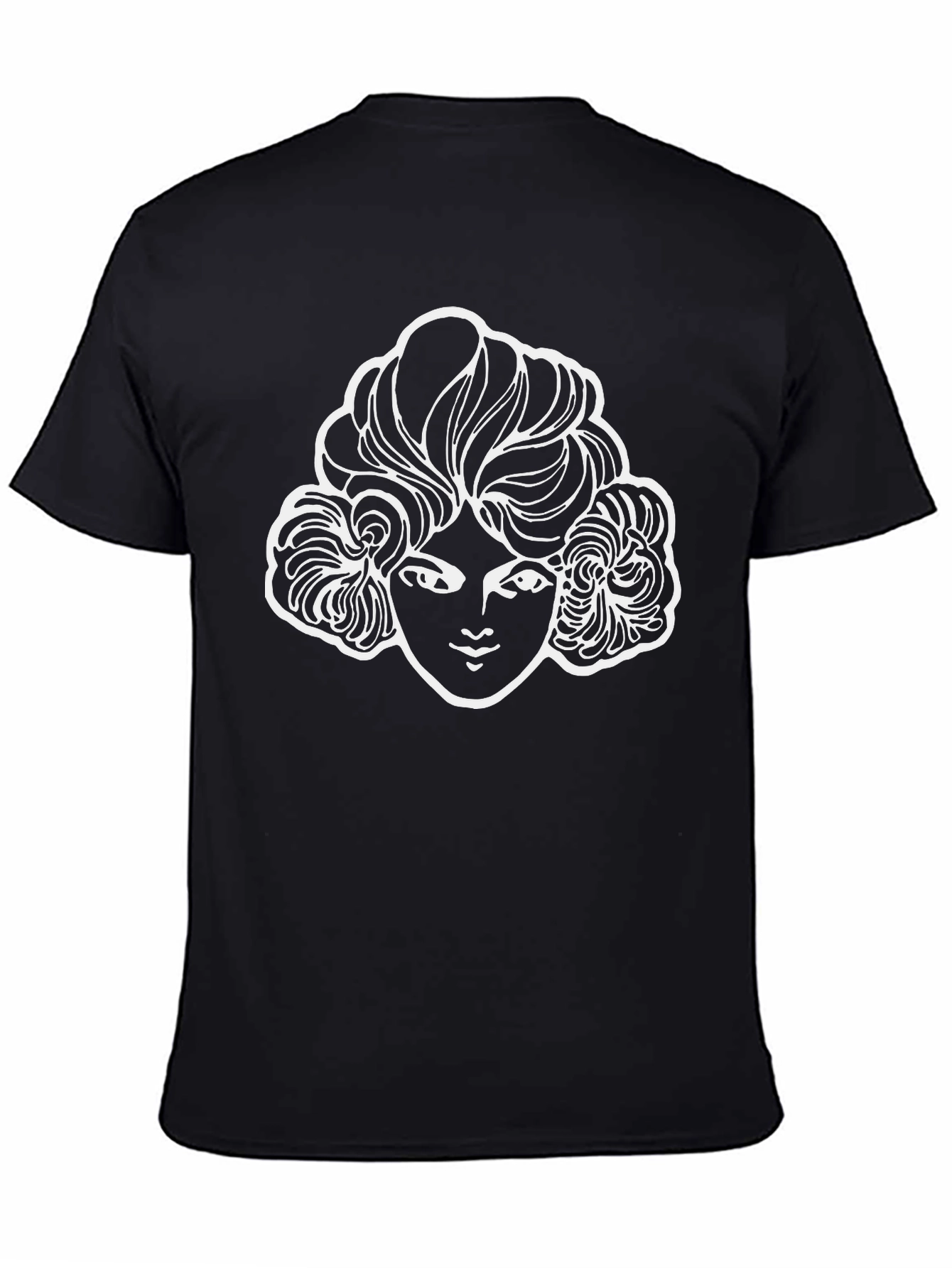 Graphic Tee - White Face Design on Black Shirt