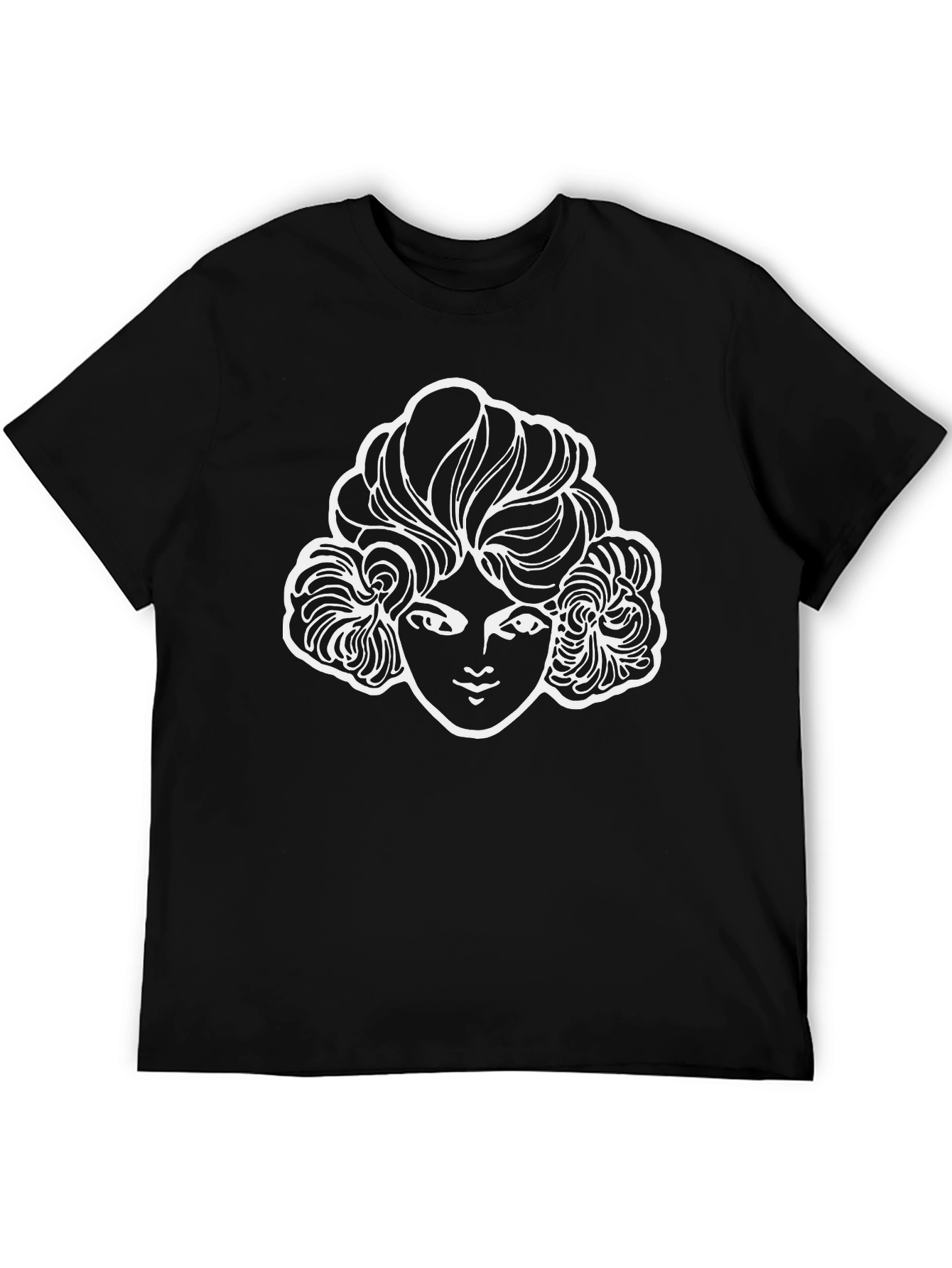 Graphic Tee - White Face Design on Black Shirt