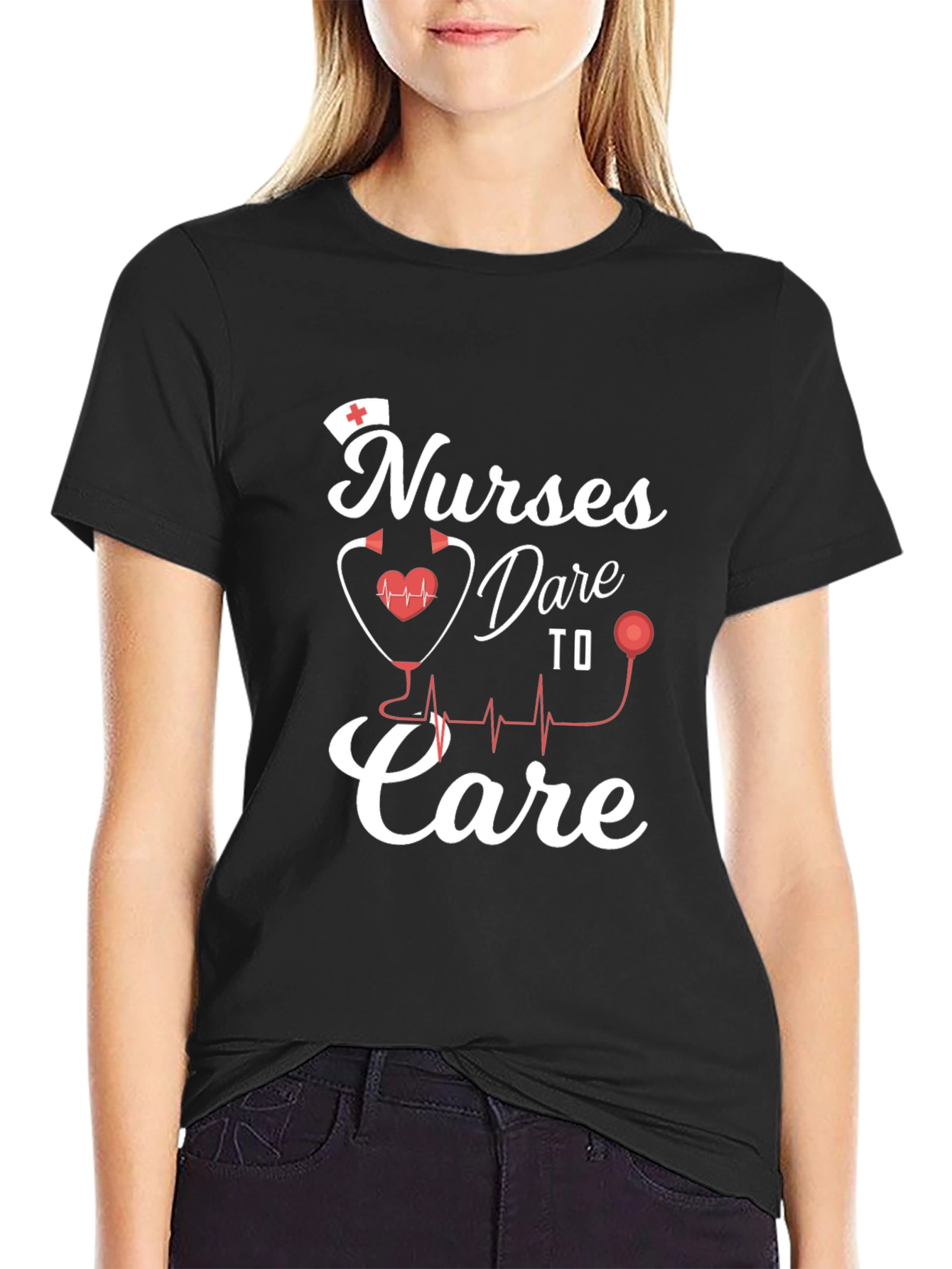 Nurses Dare to Care Black T-Shirt