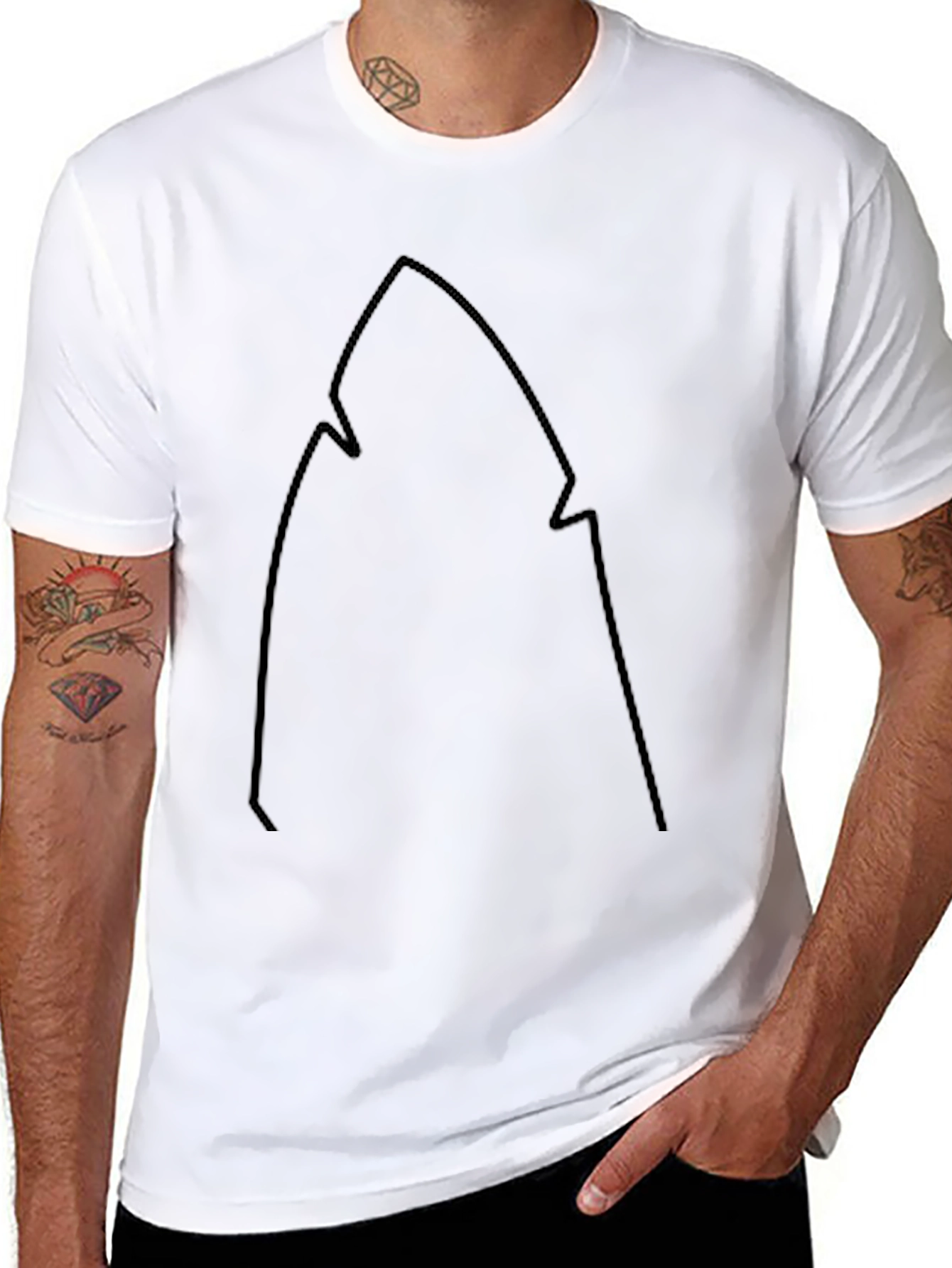 Shark Fin Outline Black T-Shirt - Casual Style