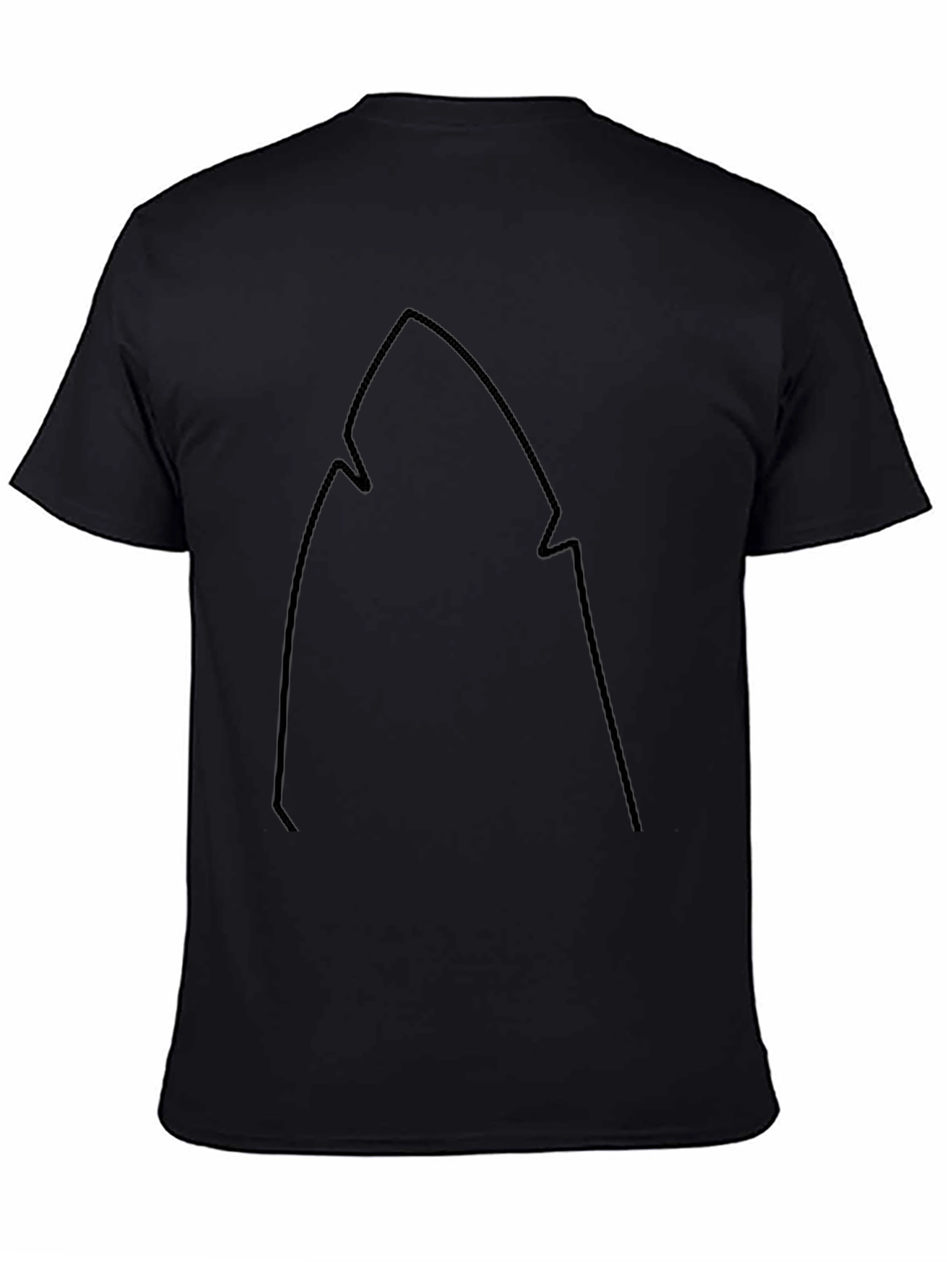 Shark Fin Outline Black T-Shirt - Casual Style