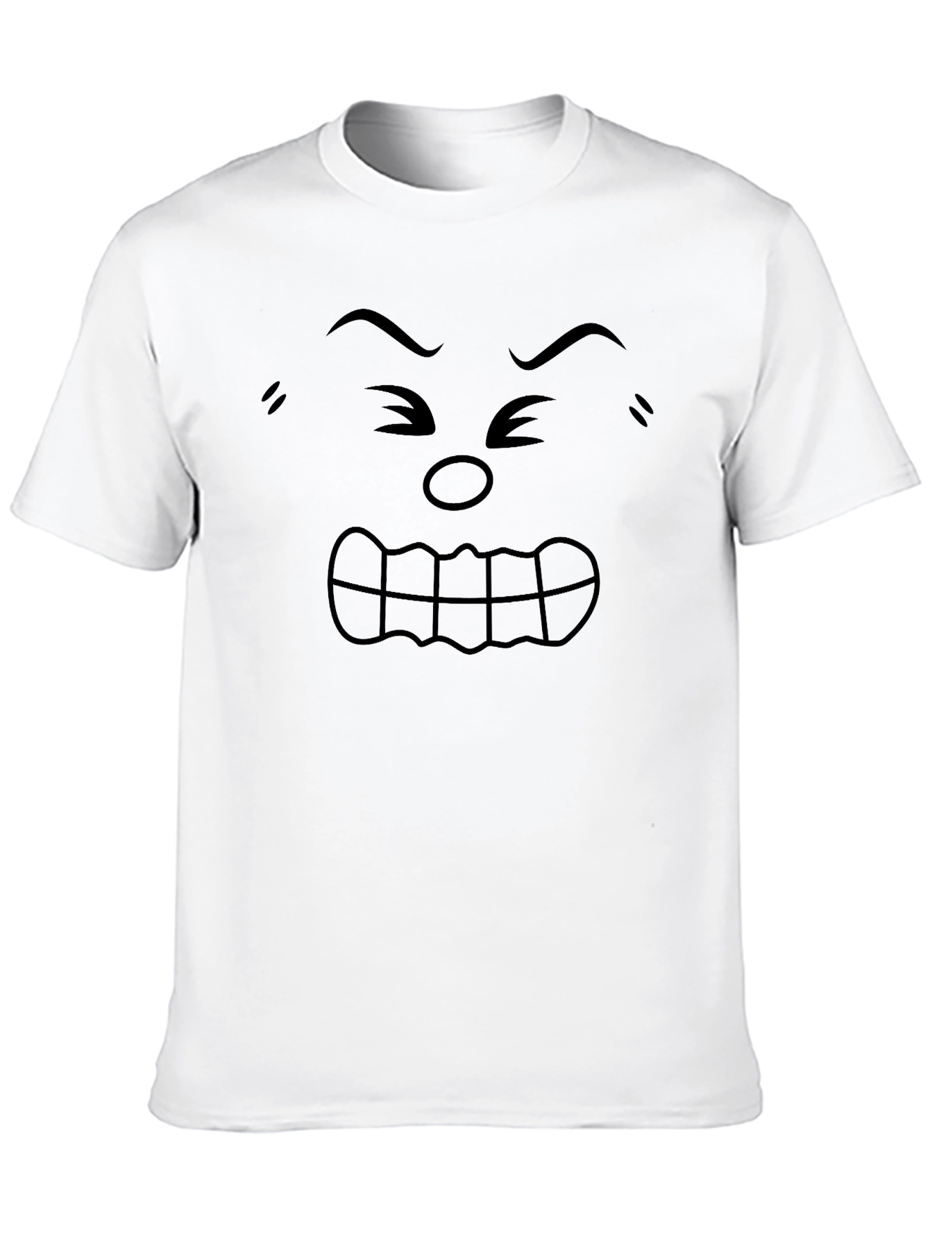 Angry Face Graphic Tee - Black Cotton T-Shirt