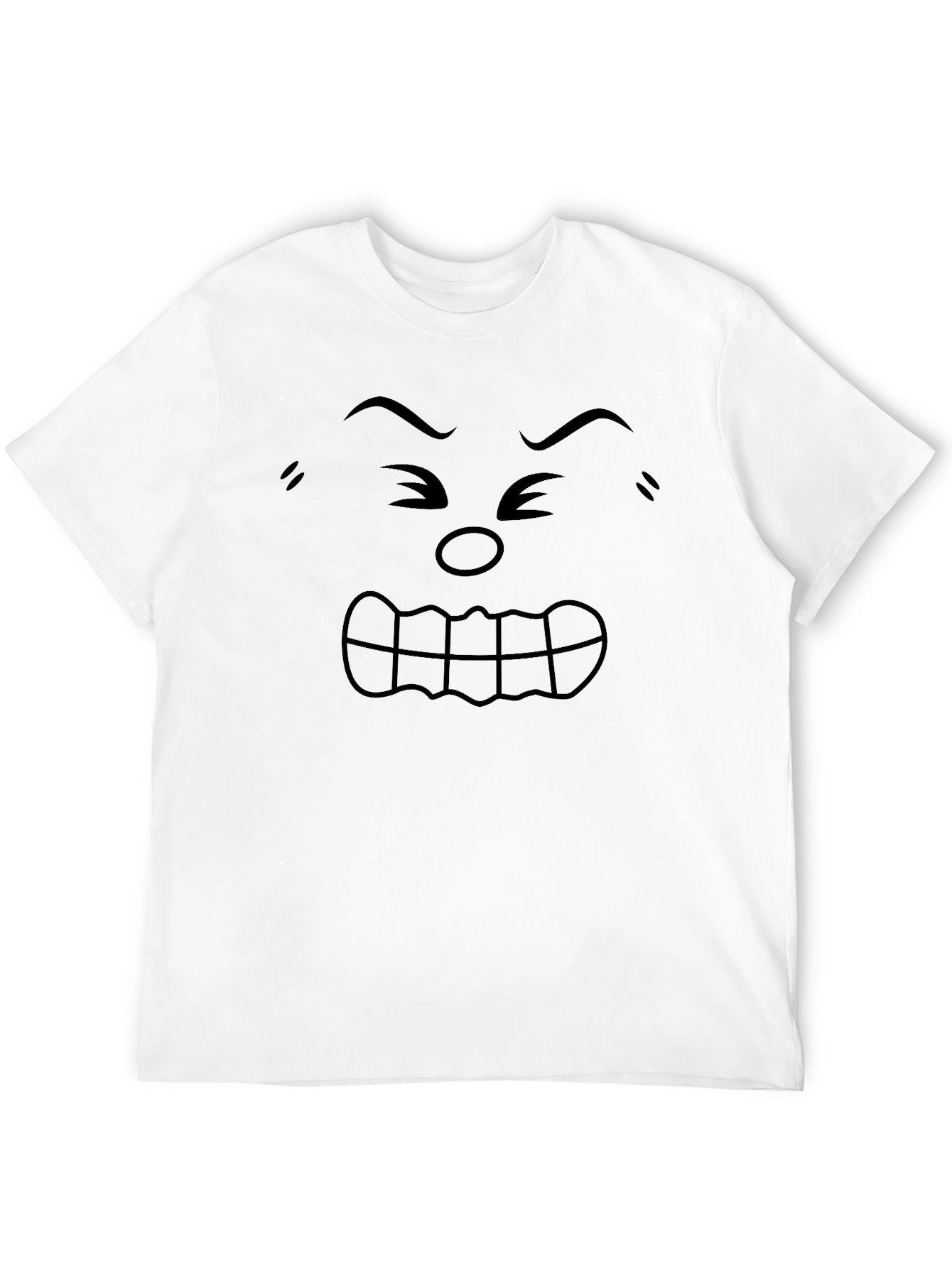 Angry Face Graphic Tee - Black Cotton T-Shirt
