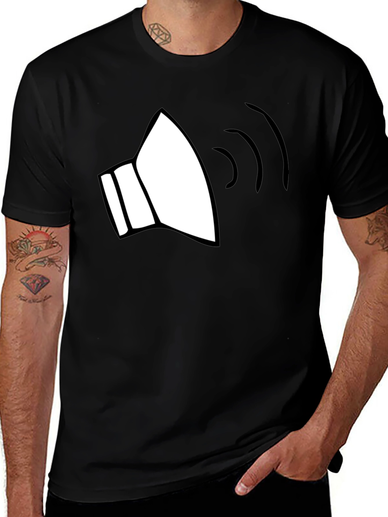Sound Wave Graphic Tee - Black Cotton Blend