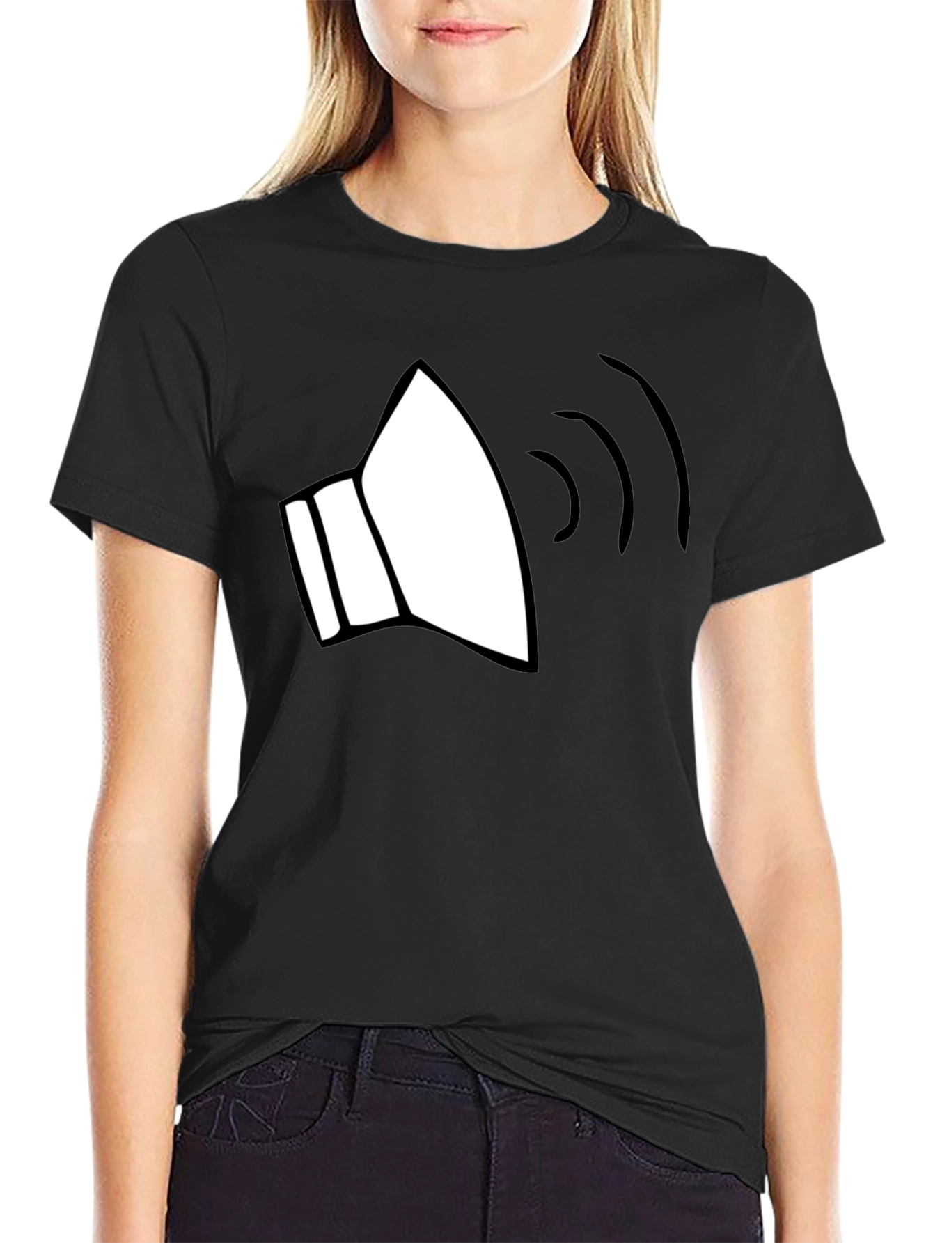 Sound Wave Graphic Tee - Black Cotton Blend