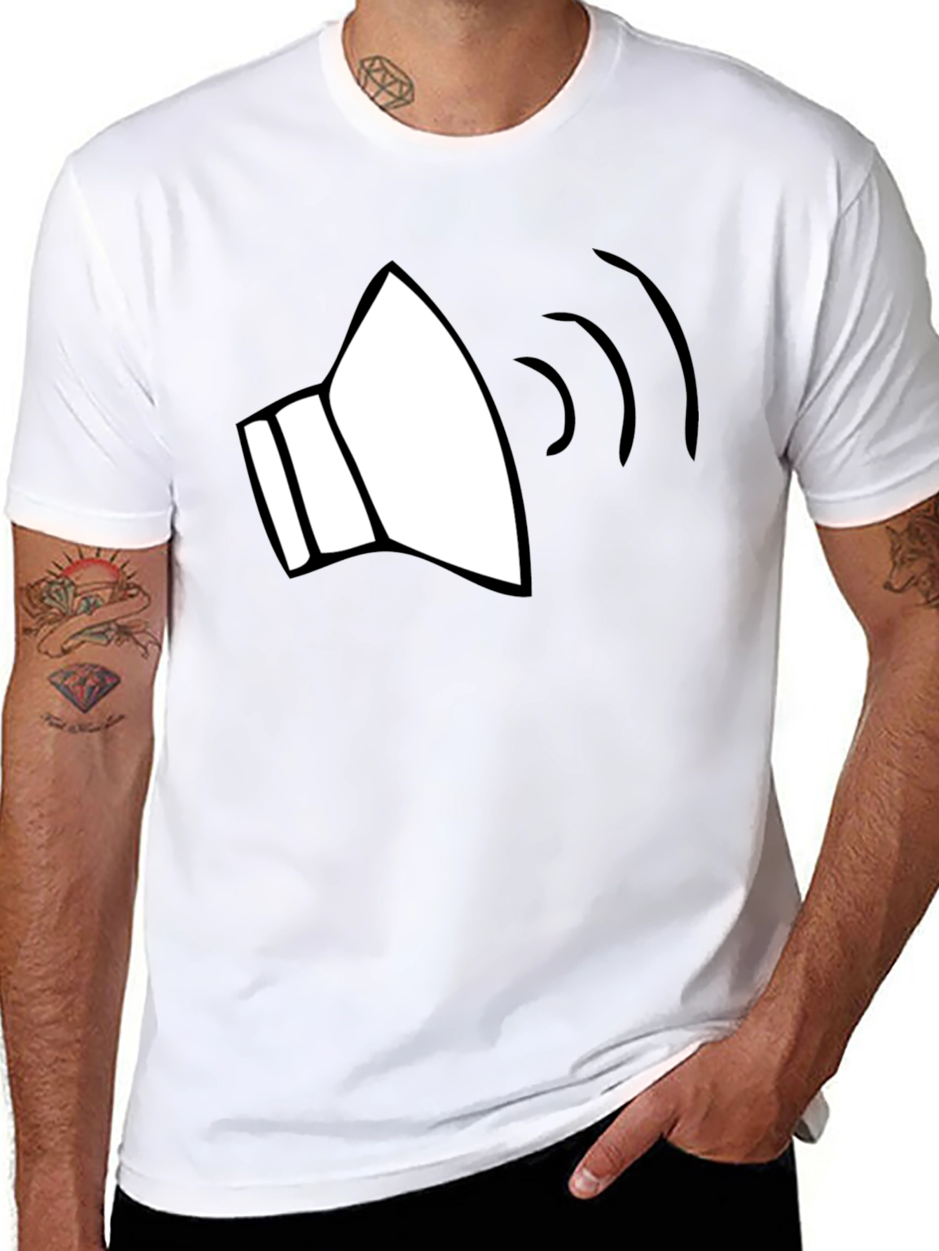Sound Wave Graphic Tee - Black Cotton Blend