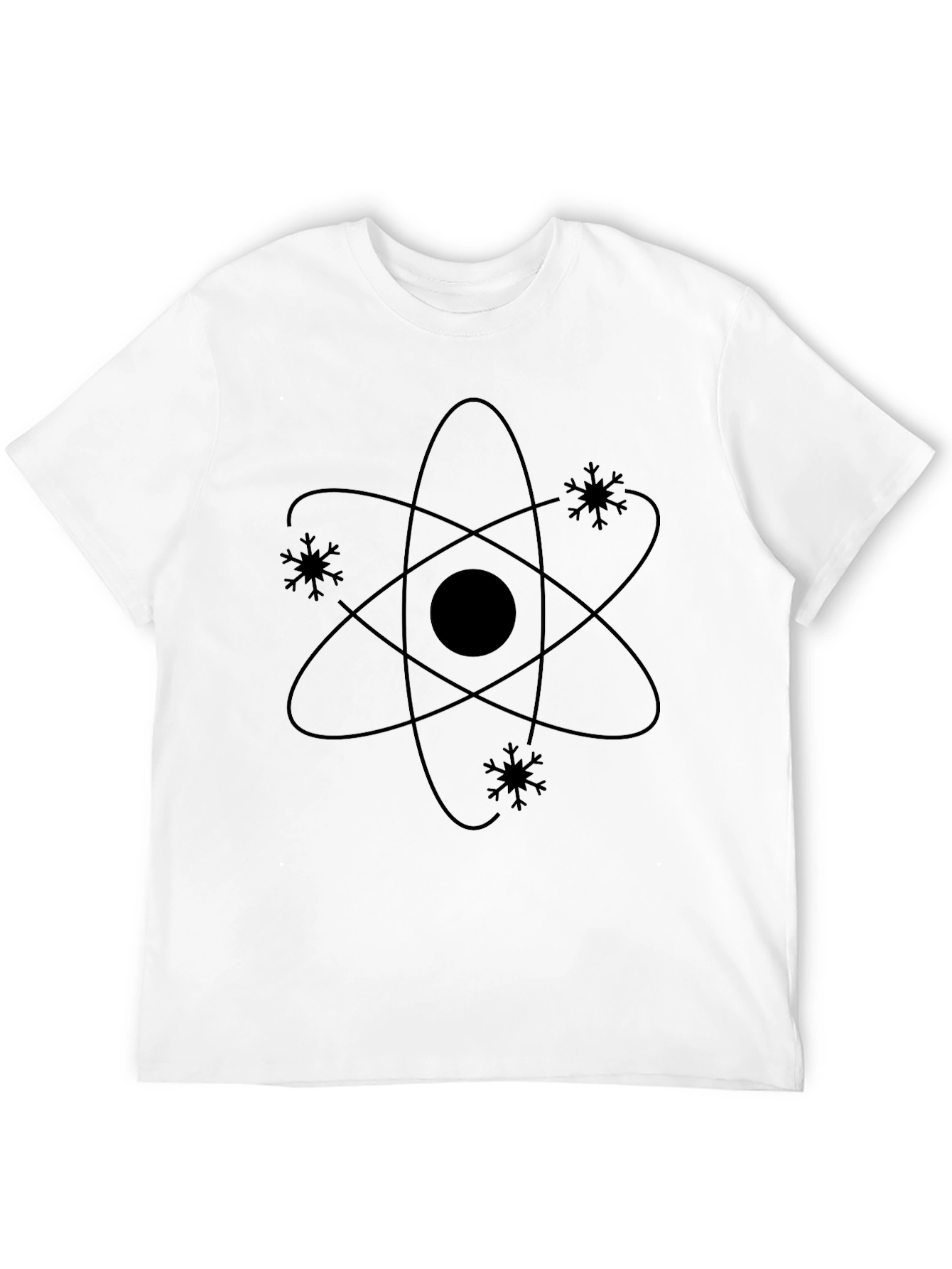 Atom Snowflake Black T-Shirt - Science Geek Style