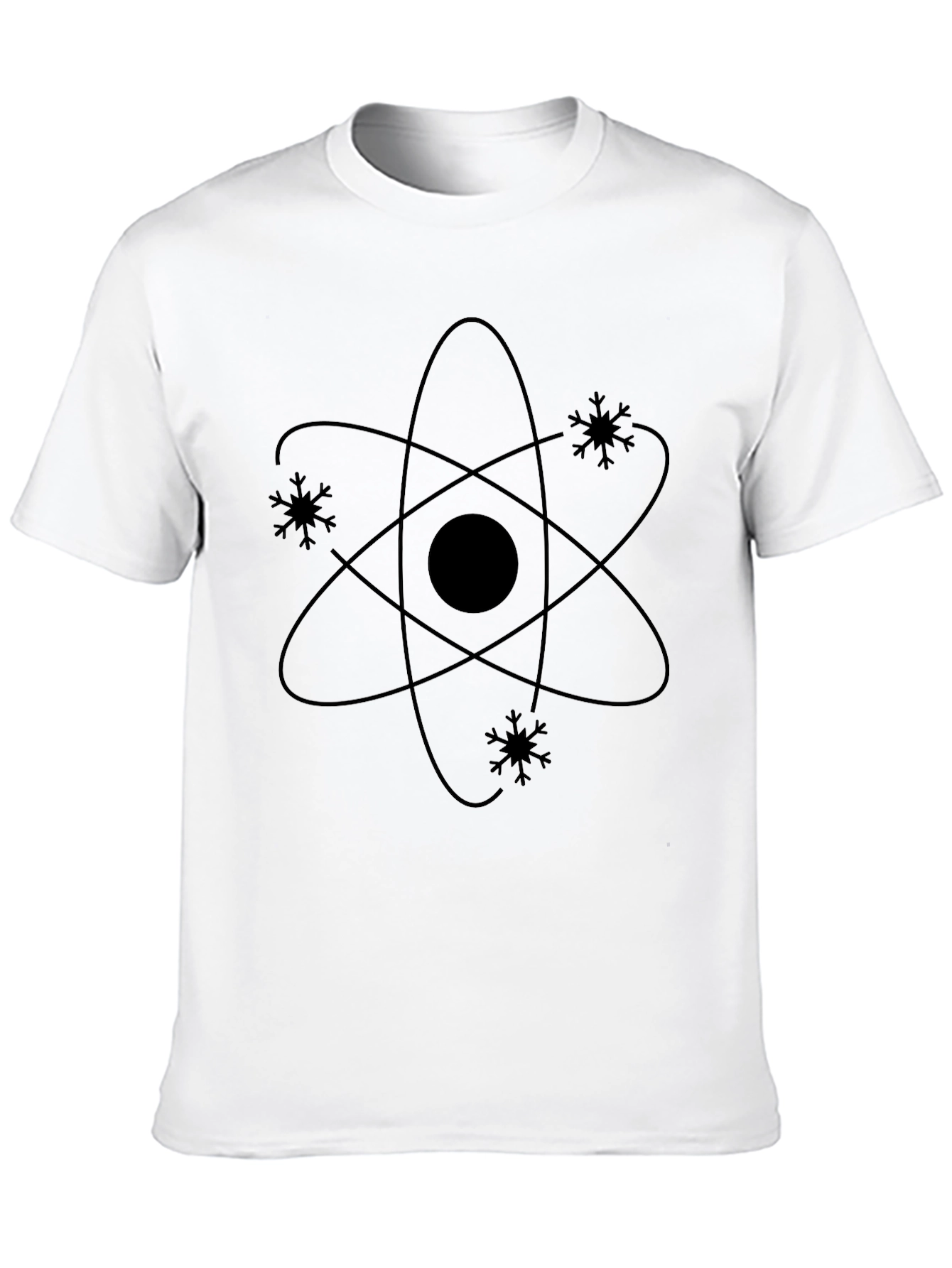Atom Snowflake Black T-Shirt - Science Geek Style
