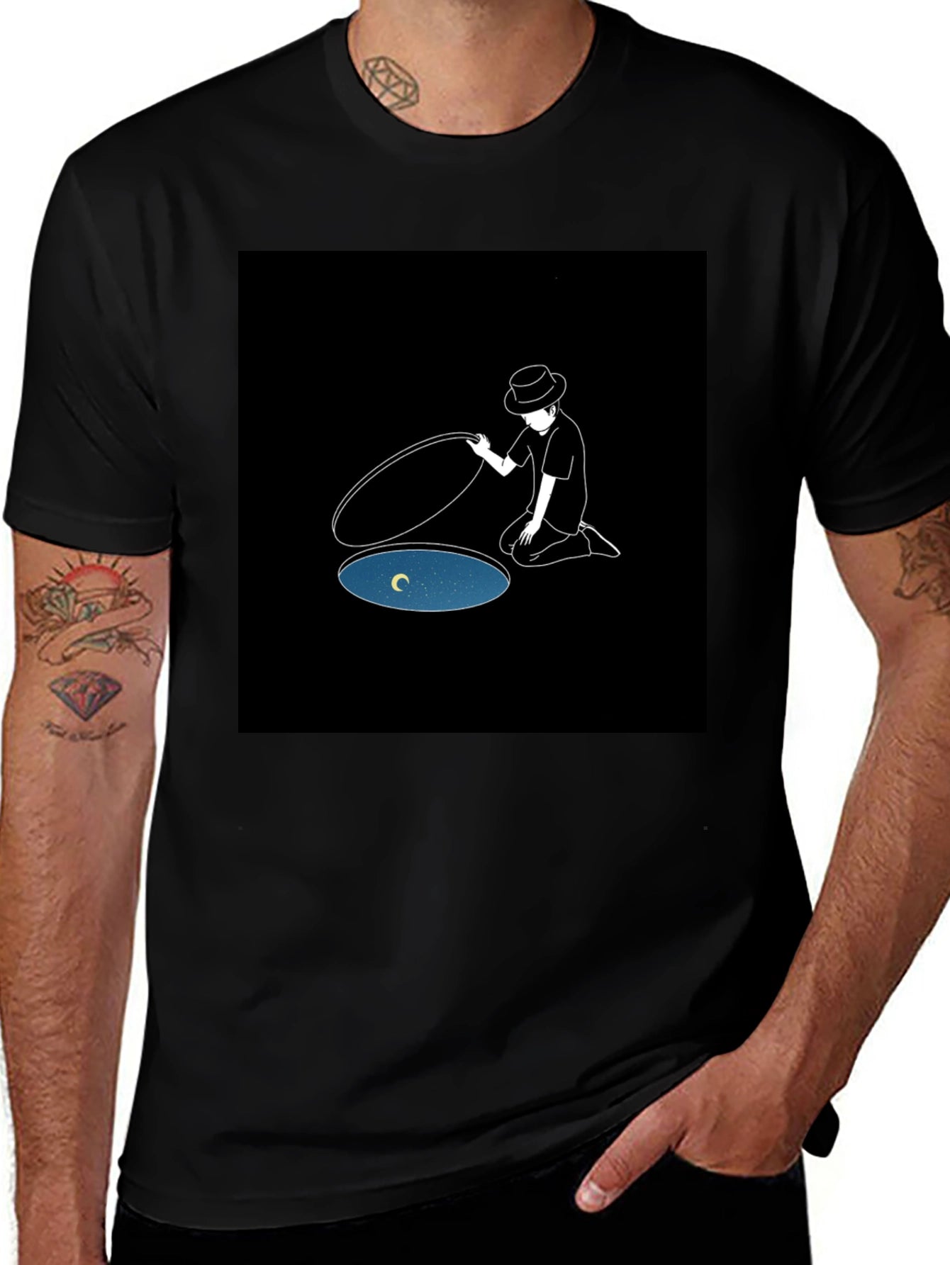 Dreamy Manhole T-Shirt - Artistic Graphic Tee