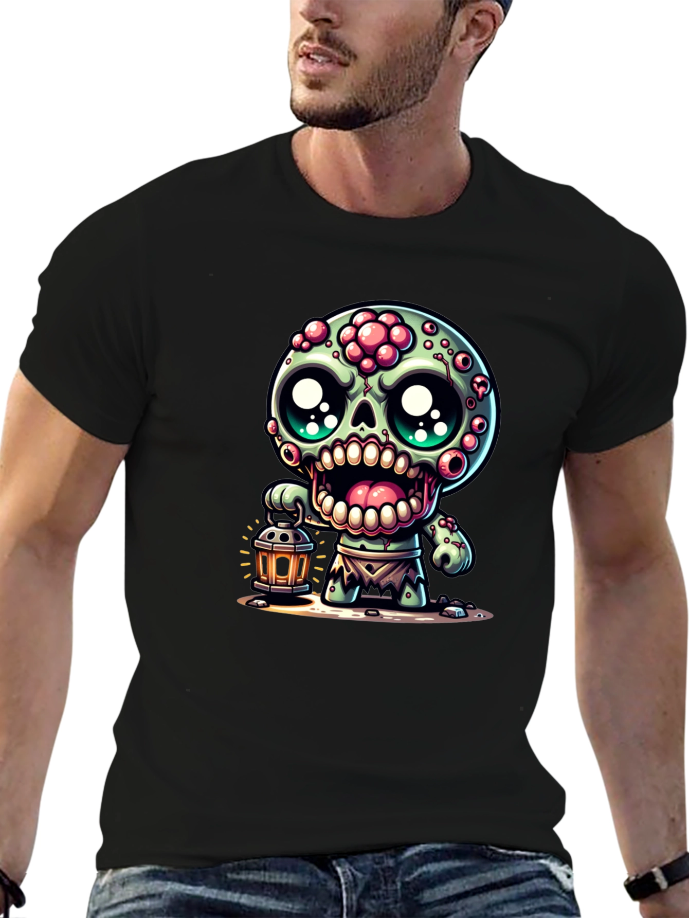 Zombie Lantern Tee - Spooky Cute Graphic T-Shirt