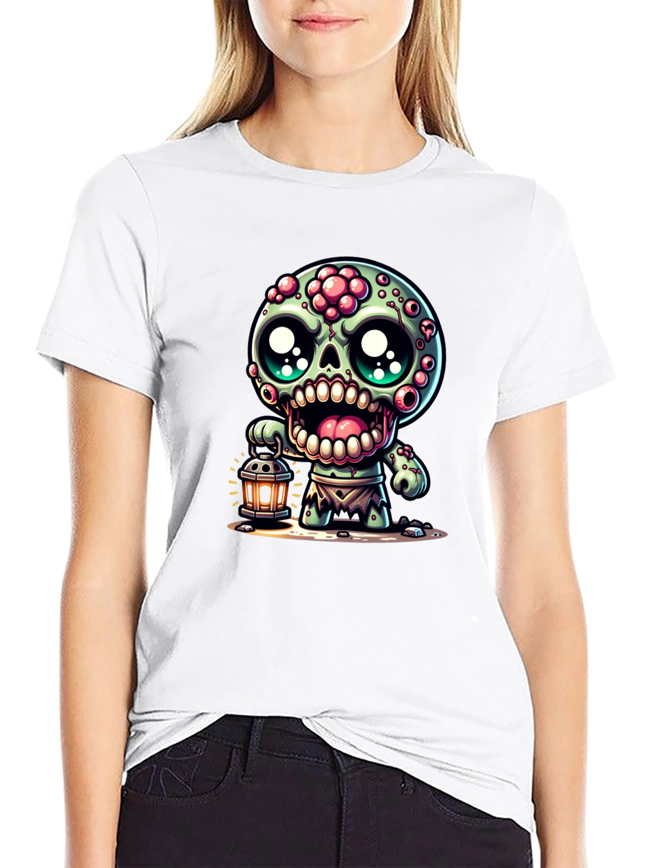 Zombie Lantern Tee - Spooky Cute Graphic T-Shirt