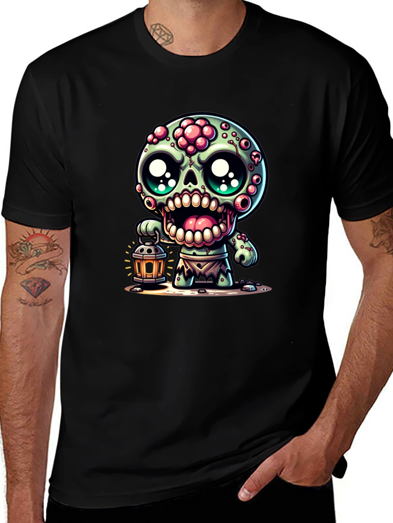 Zombie Lantern Tee - Spooky Cute Graphic T-Shirt