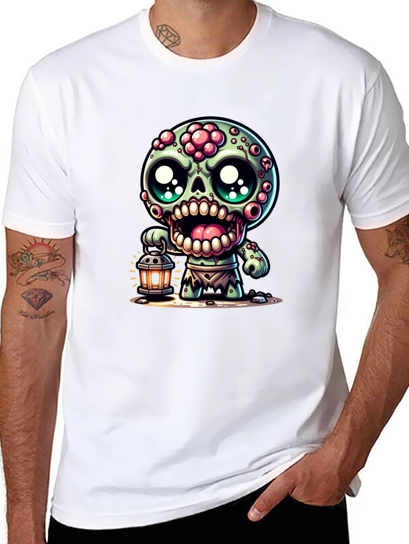 Zombie Lantern Tee - Spooky Cute Graphic T-Shirt