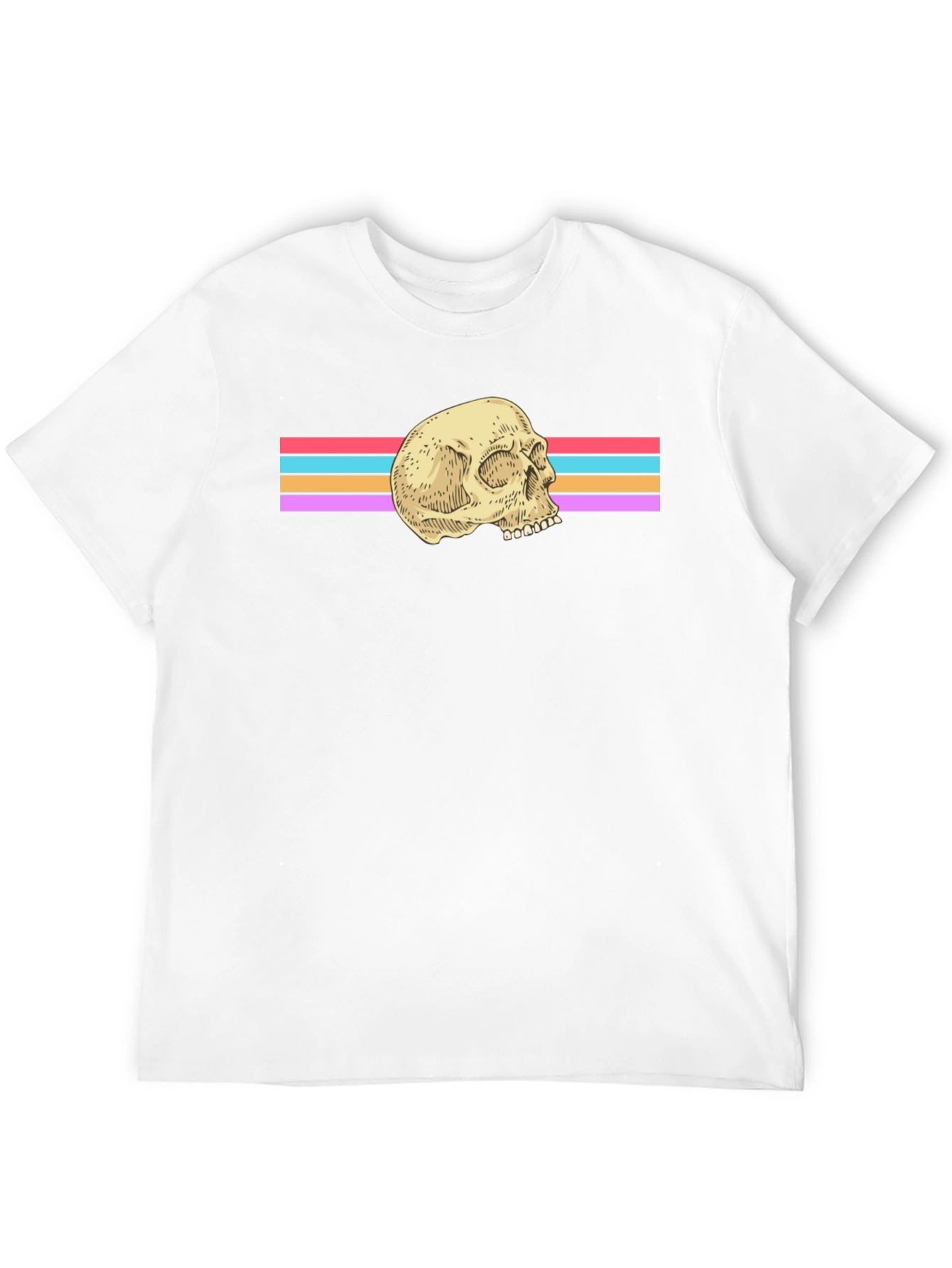 Retro Skull Graphic Tee - Black Cotton Blend