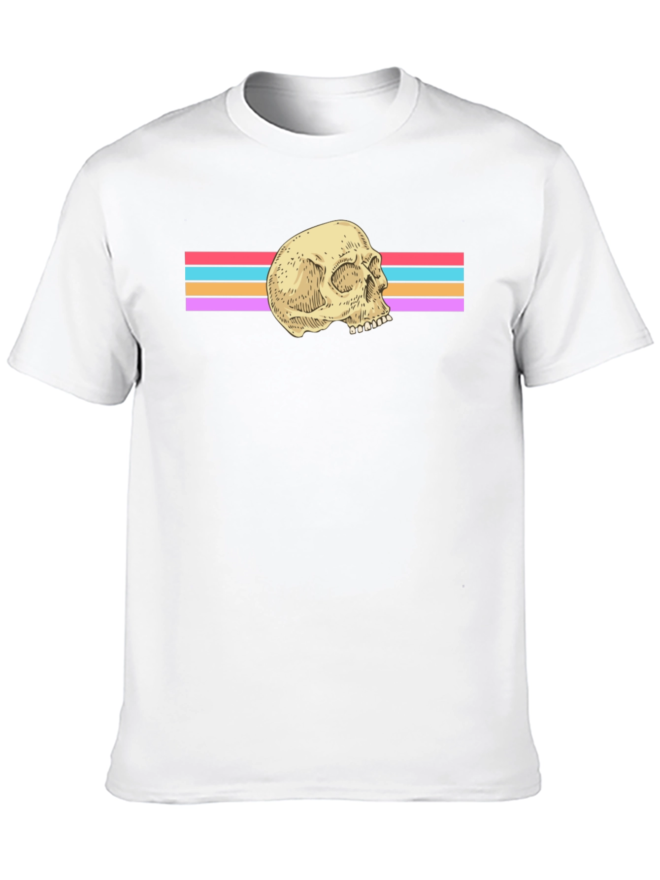 Retro Skull Graphic Tee - Black Cotton Blend