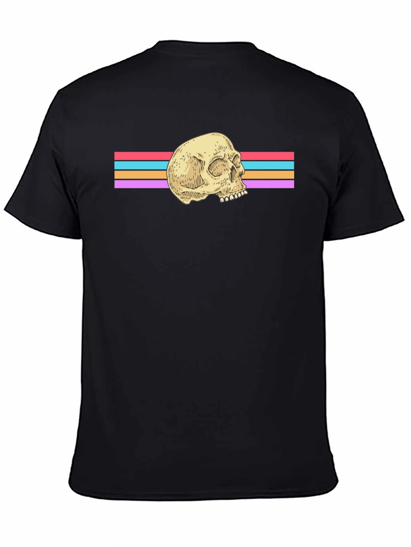 Retro Skull Graphic Tee - Black Cotton Blend