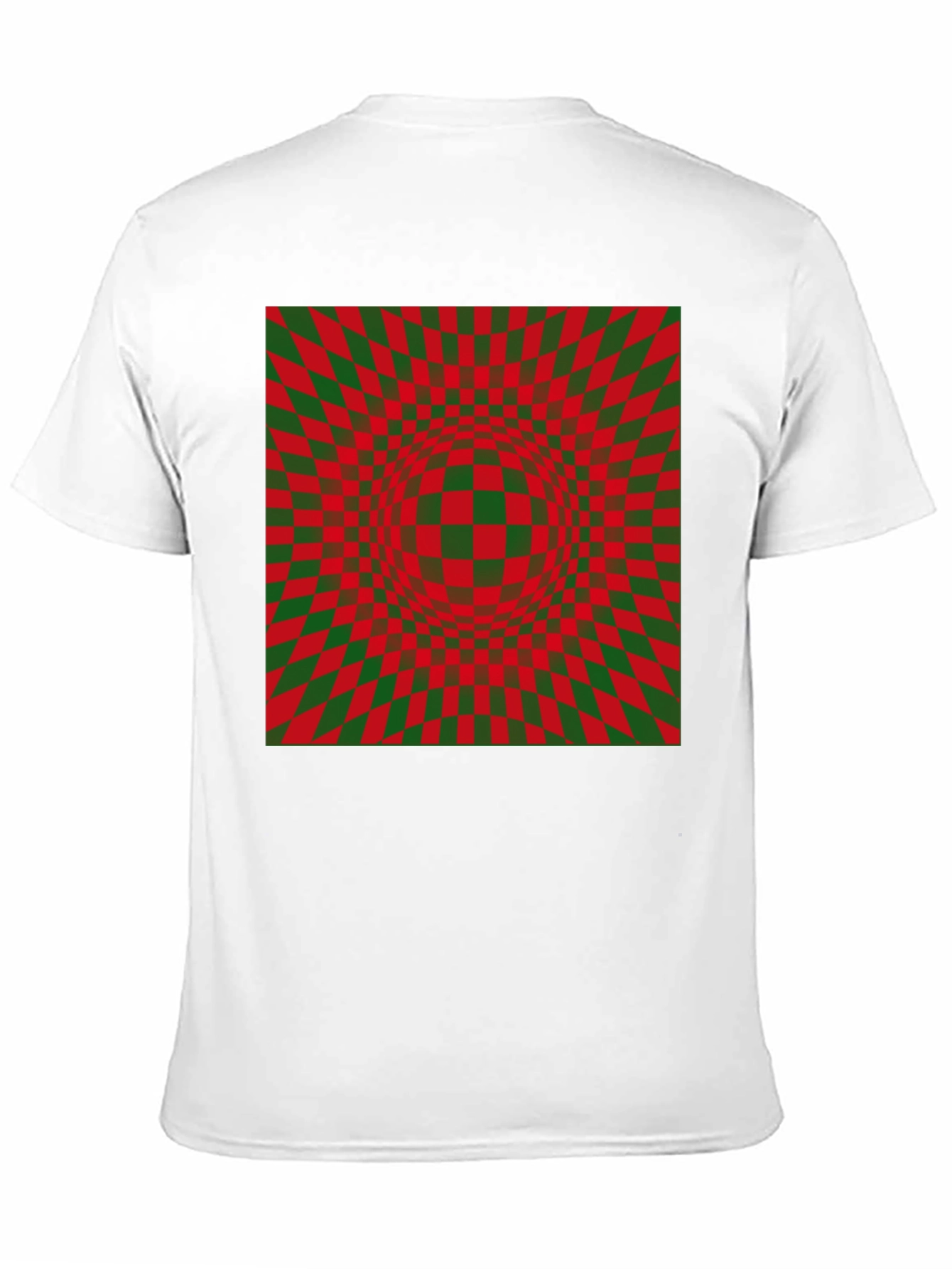 Optical Illusion Checkered Pattern Black T-Shirt