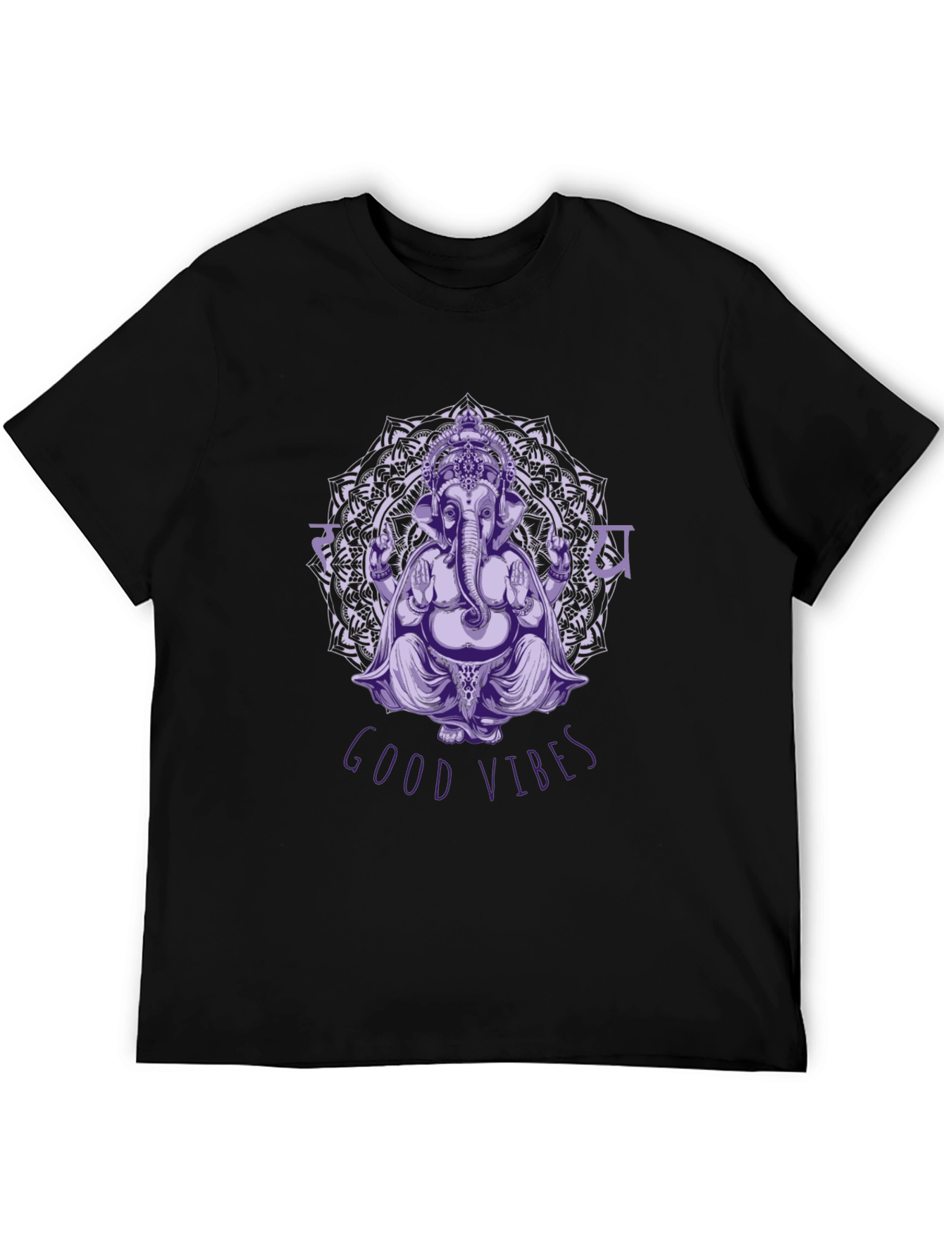 Ganesh Good Vibes Black Graphic T-Shirt