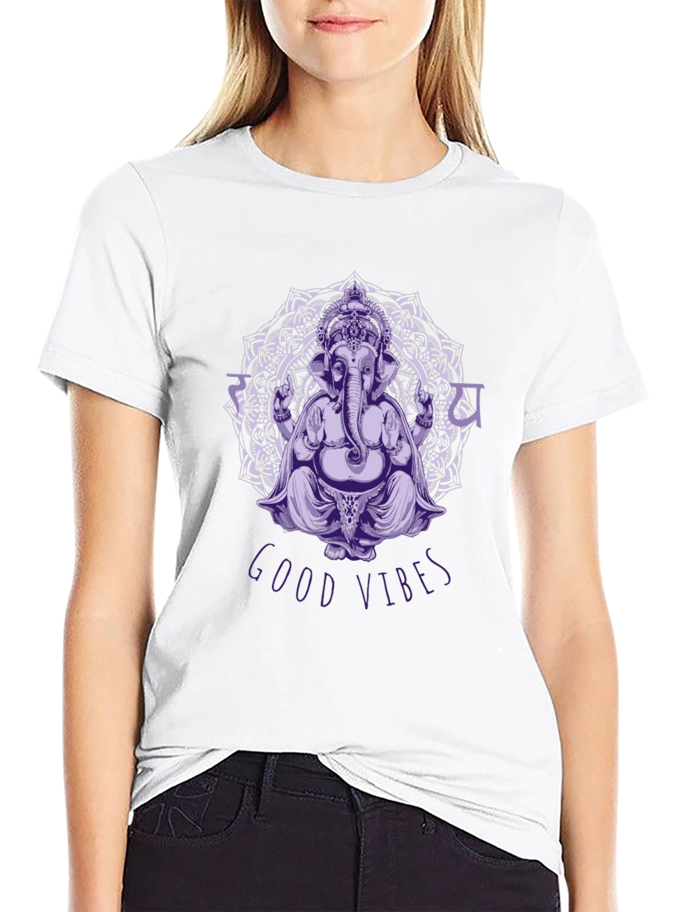 Ganesh Good Vibes Black Graphic T-Shirt
