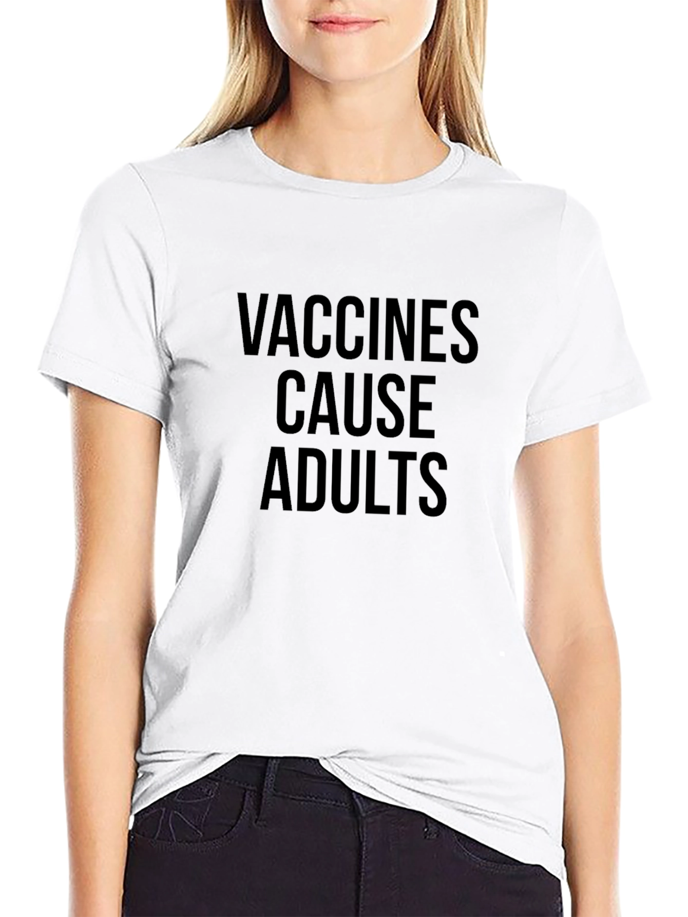 Vaccines Cause Adults Black Graphic Tee