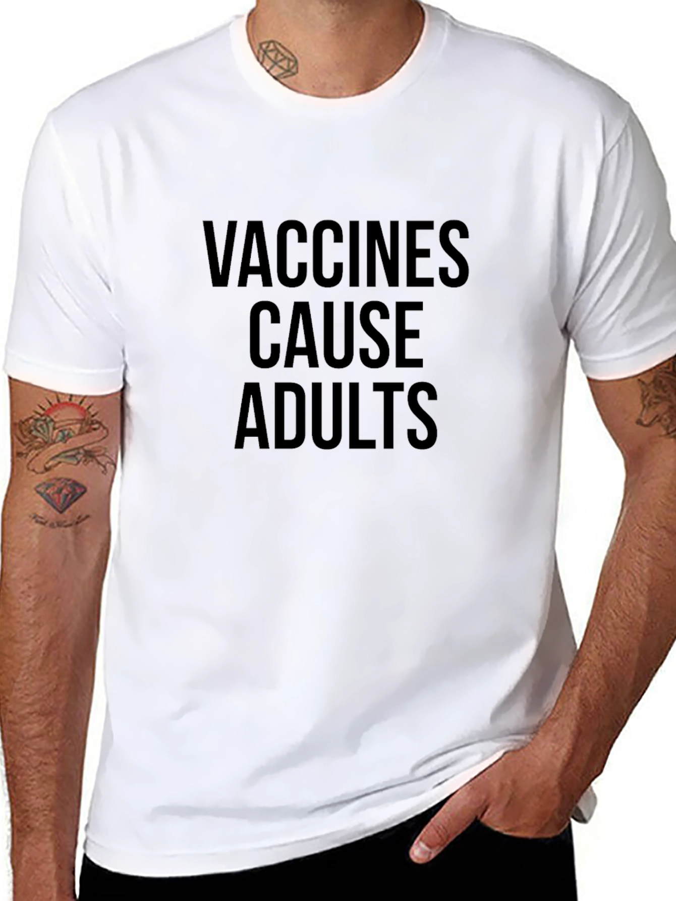 Vaccines Cause Adults Black Graphic Tee