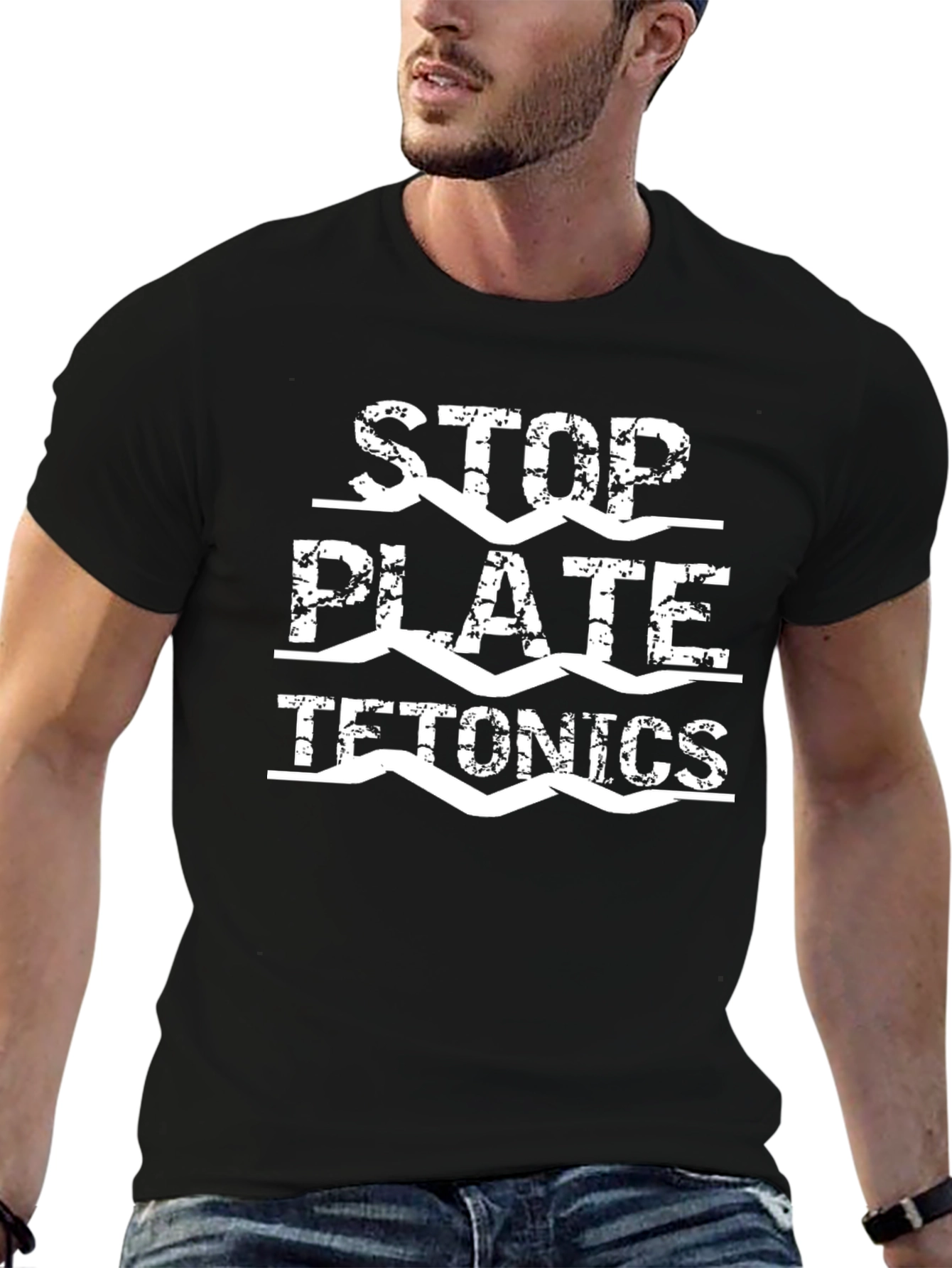 Stop Plate Tetonics Black Graphic Tee