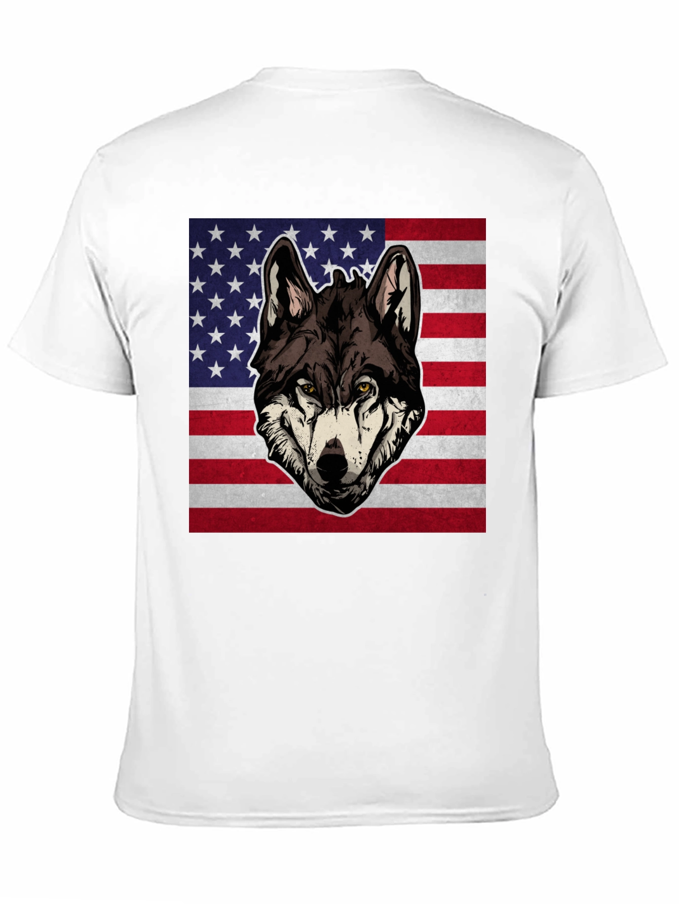 Wolf USA Flag Graphic T-Shirt - Patriotic Style
