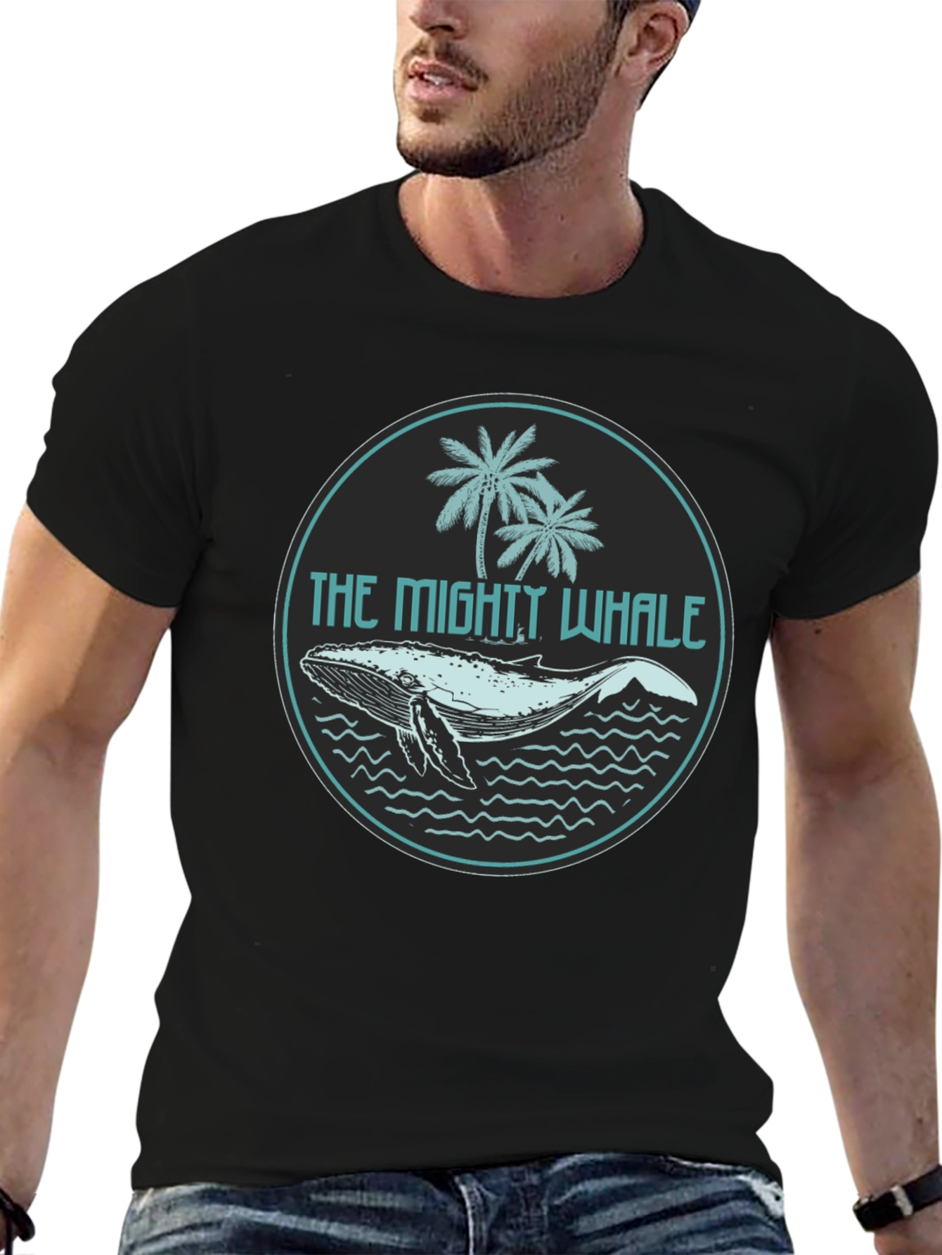 The Mighty Whale Graphic Tee - Black Cotton T-Shirt
